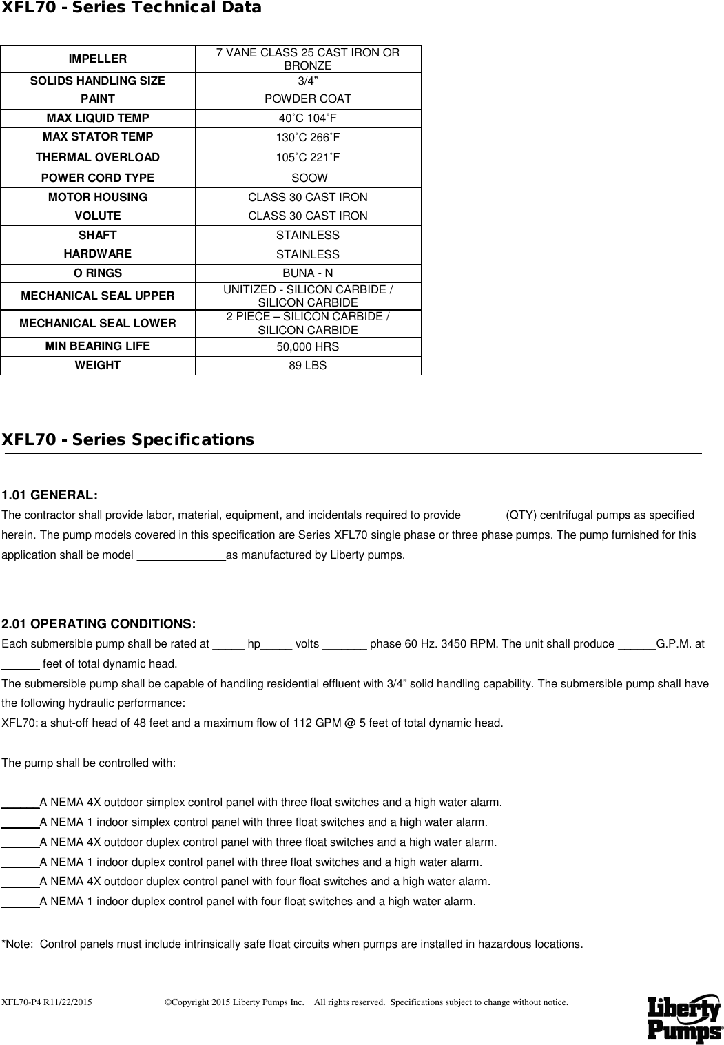 Page 4 of 6 - 1  543455 3 Liberty XFL70 Explosion Proof Pump Curves