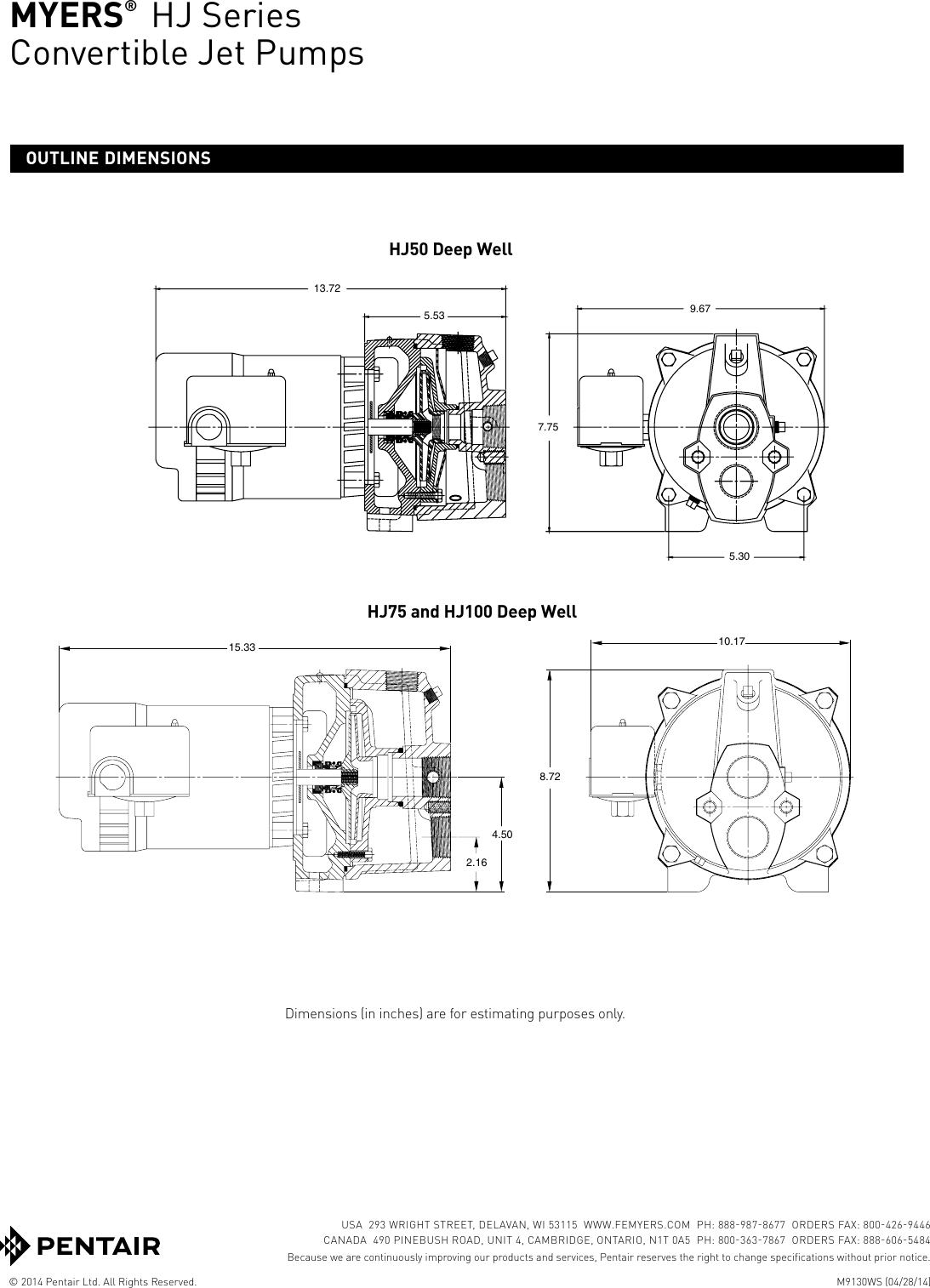 Page 4 of 4 - 543990 1 Myers HJ Series Specifications