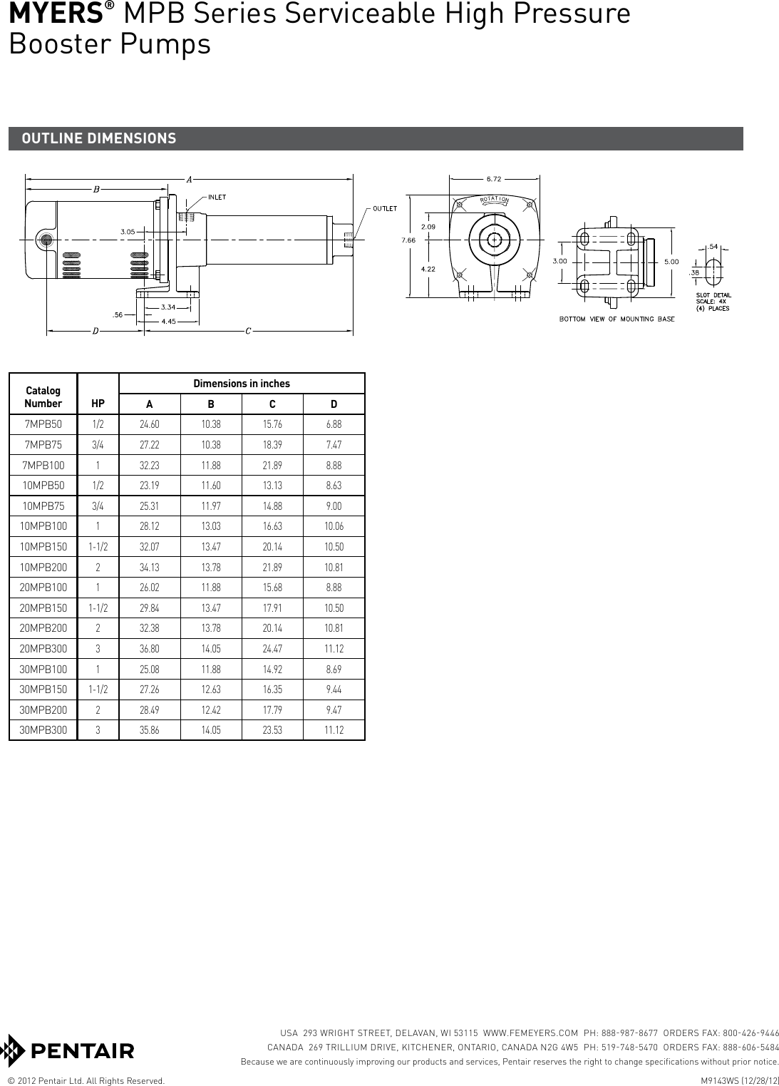 Page 4 of 4 - 544002 1 Myers MPB Series Specifications