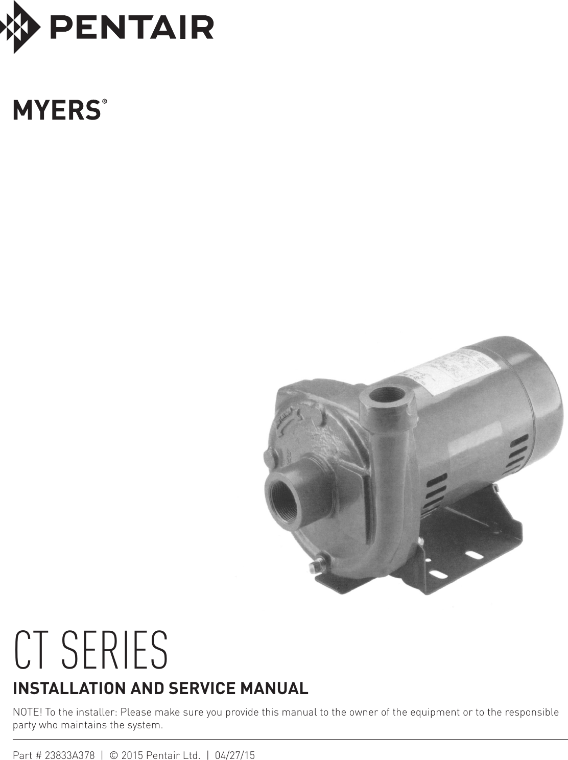 Page 1 of 4 - 544017 2 Myers CT Series Manual