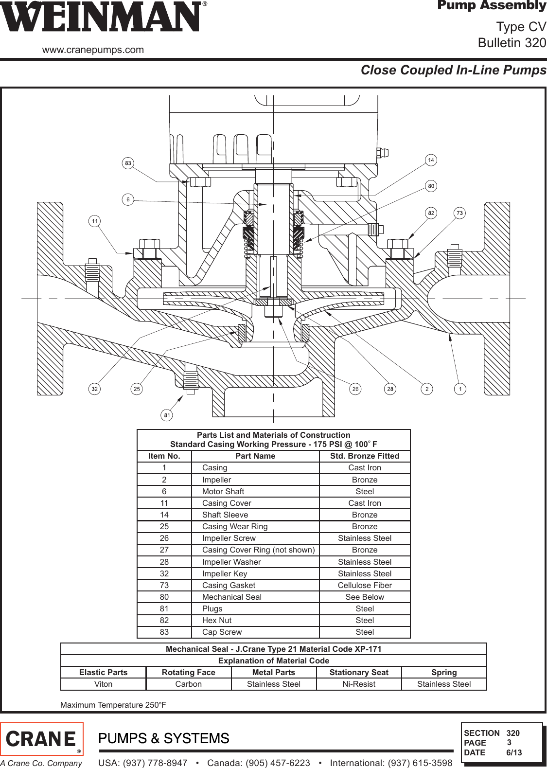 Page 1 of 1 - W320  544417 2 Weinman Type CV In-Line Pump Assembly