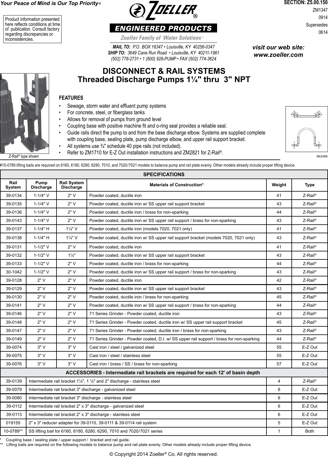 Page 1 of 4 - 544424 1 Zoeller 6039-0070 Disconnect And Rail System Brochure