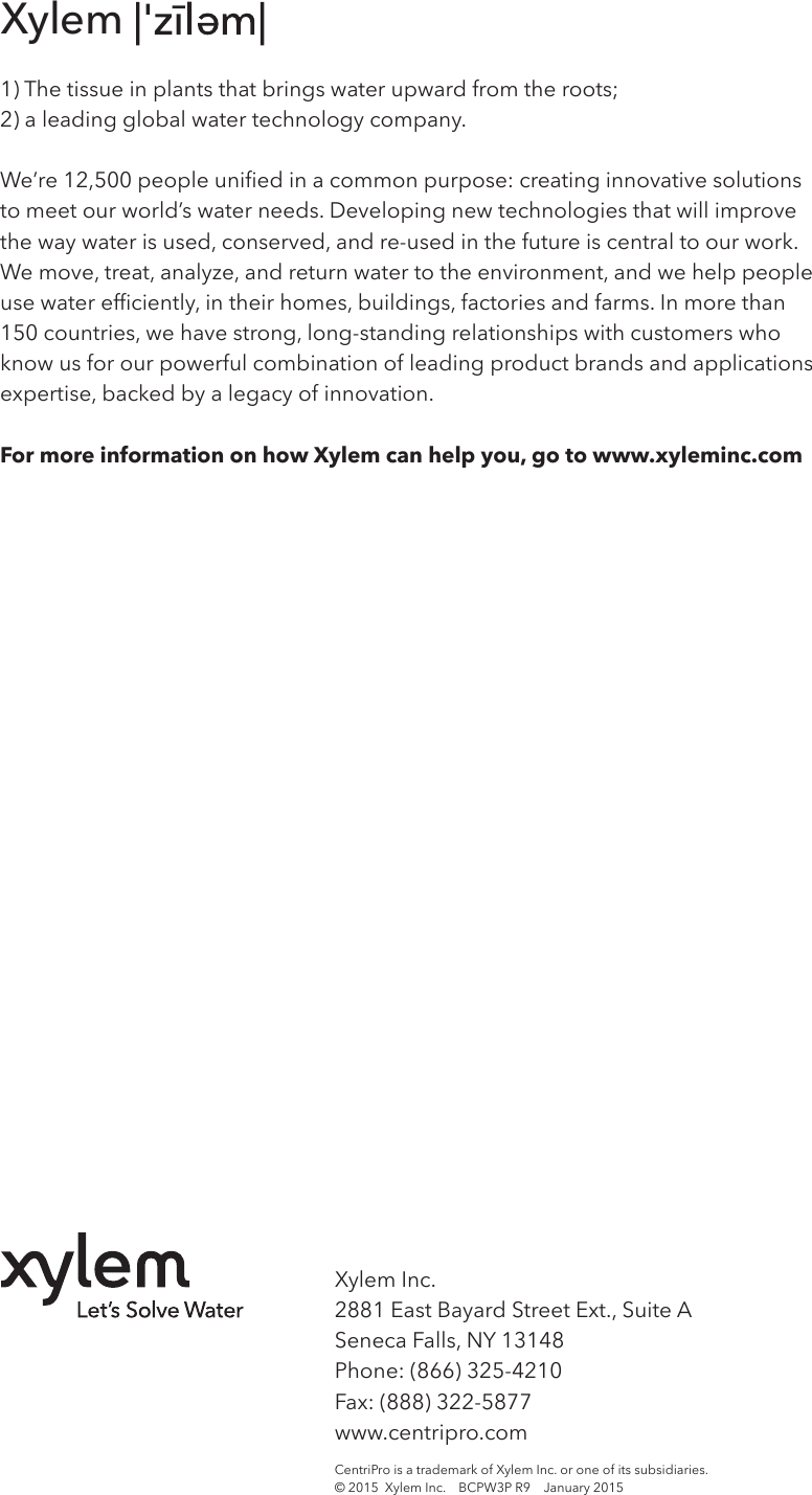 Page 4 of 4 - 544483 1 Goulds Centripro W3 Series Control Panel Specifications