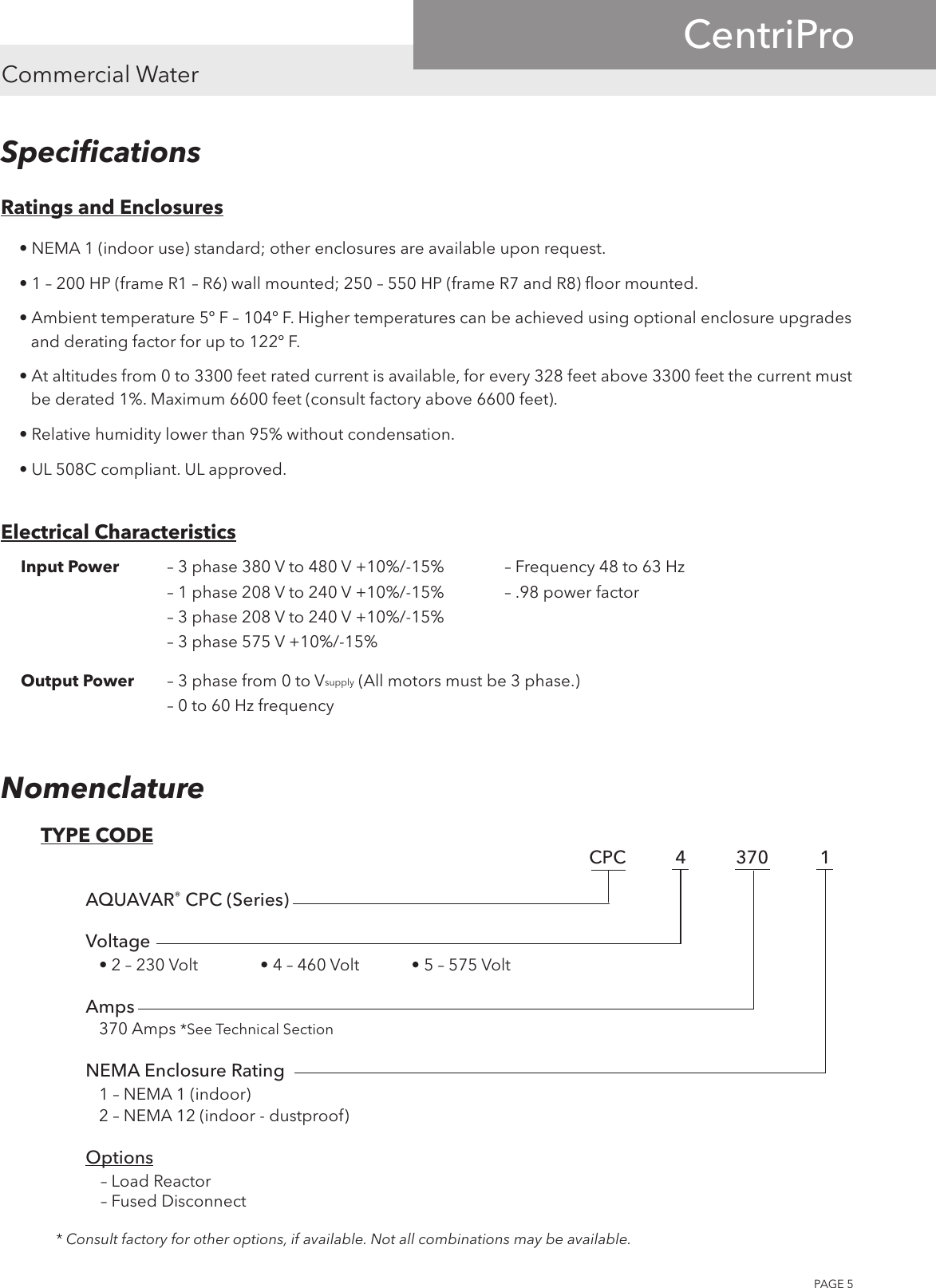 Page 5 of 8 - 544607 2 Aquavar CPC Specifications