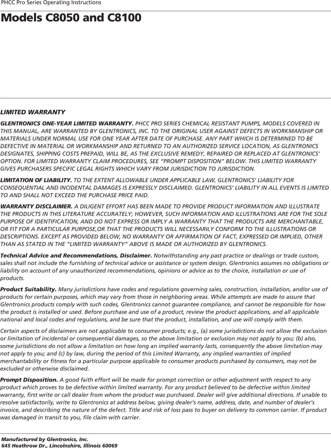 Page 7 of 7 - DaytonPumpsManual 1XHV4 & V5  544733 2 PHCC Pro Series C8 Chemical Pump Instruction Manual