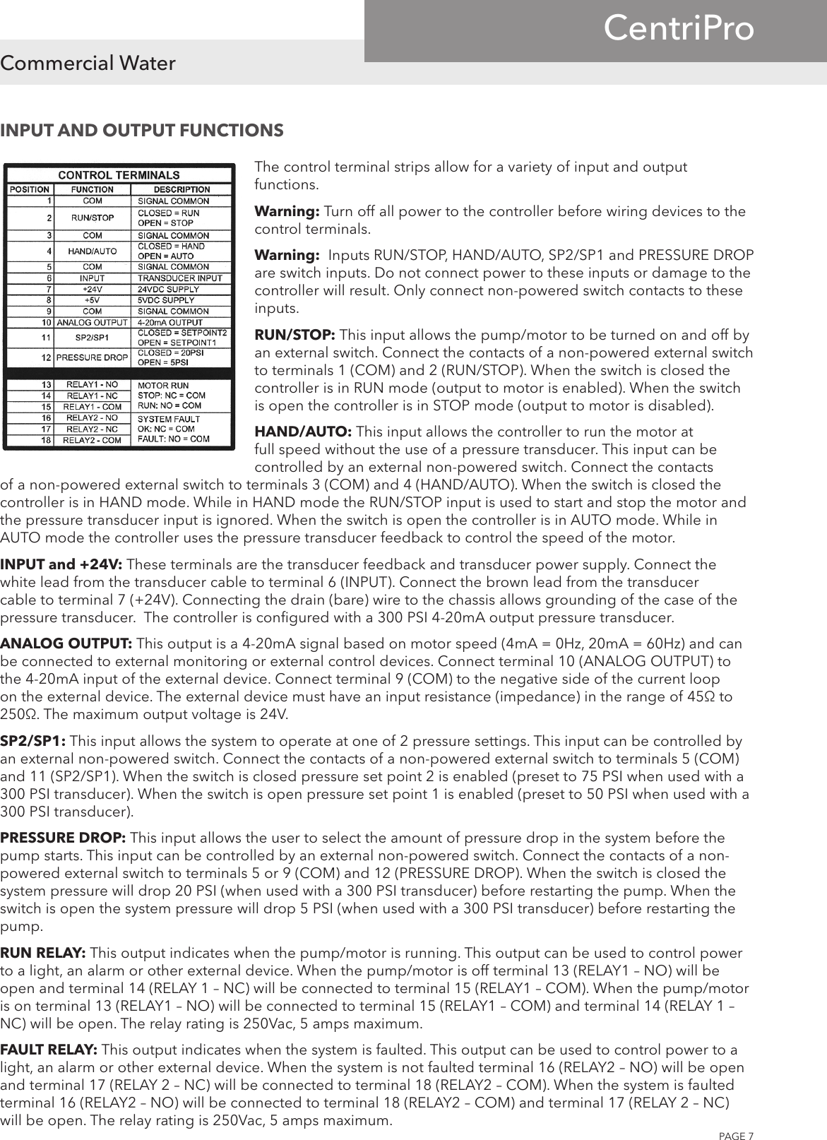 Page 7 of 12 - 545002 1 Goulds Centripro Aquivar Single Pump Drive Specifications