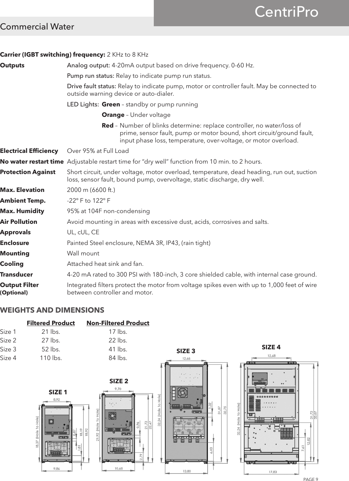 Page 9 of 12 - 545002 1 Goulds Centripro Aquivar Single Pump Drive Specifications