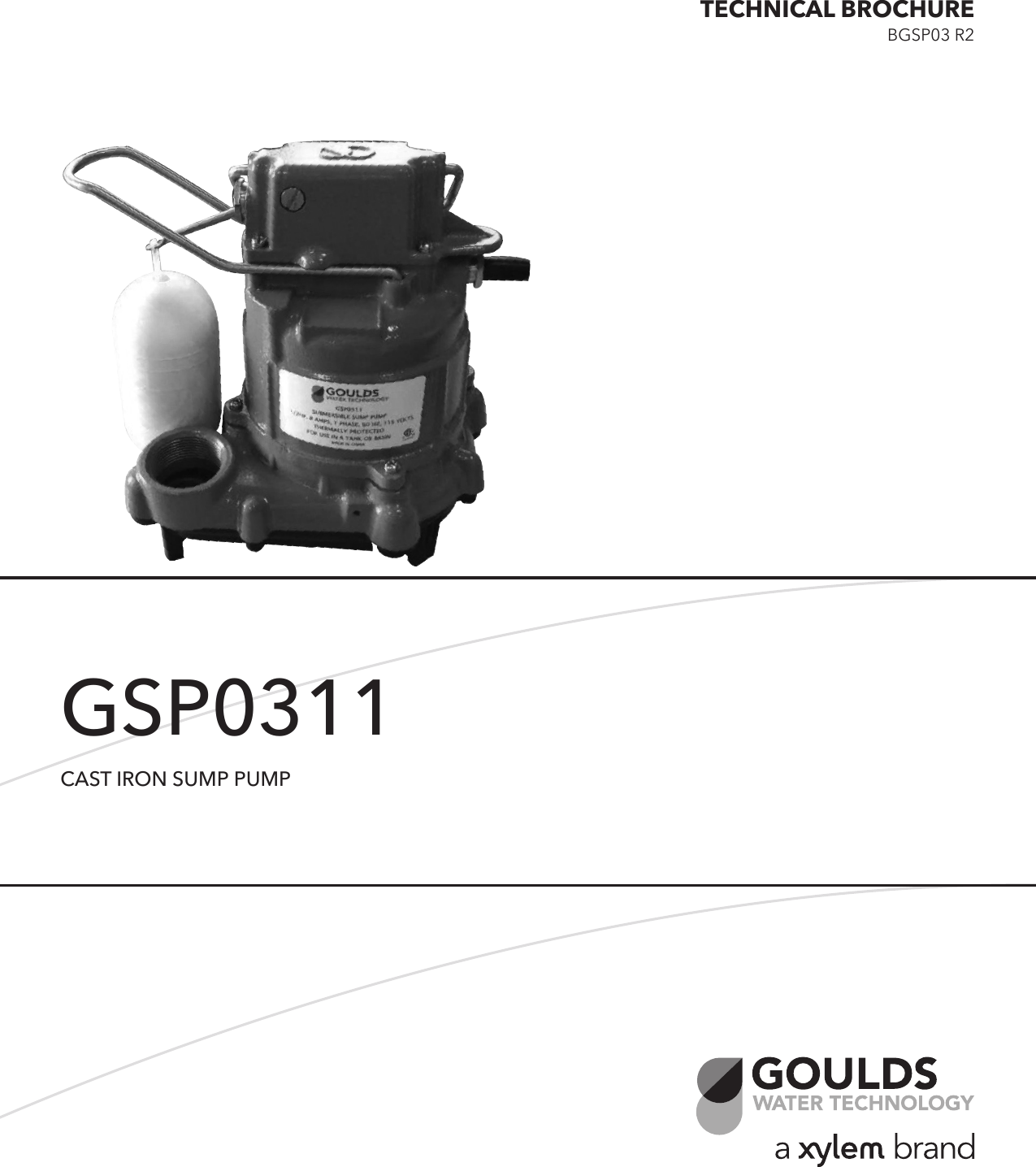 Page 1 of 4 - 545016 2 Goulds GSP0311 Sump-Effluent Pump Technical Brochure