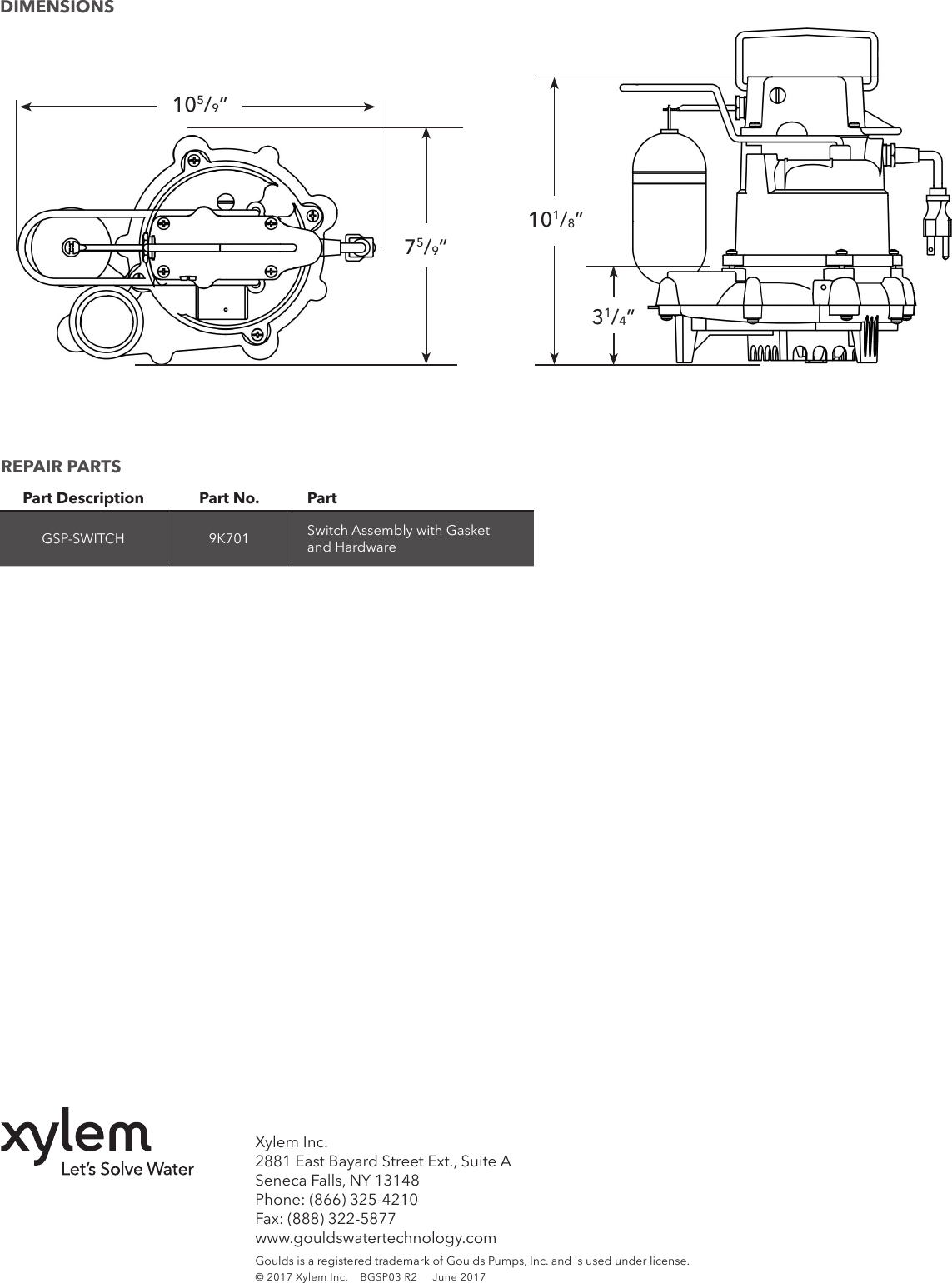 Page 4 of 4 - 545016 2 Goulds GSP0311 Sump-Effluent Pump Technical Brochure