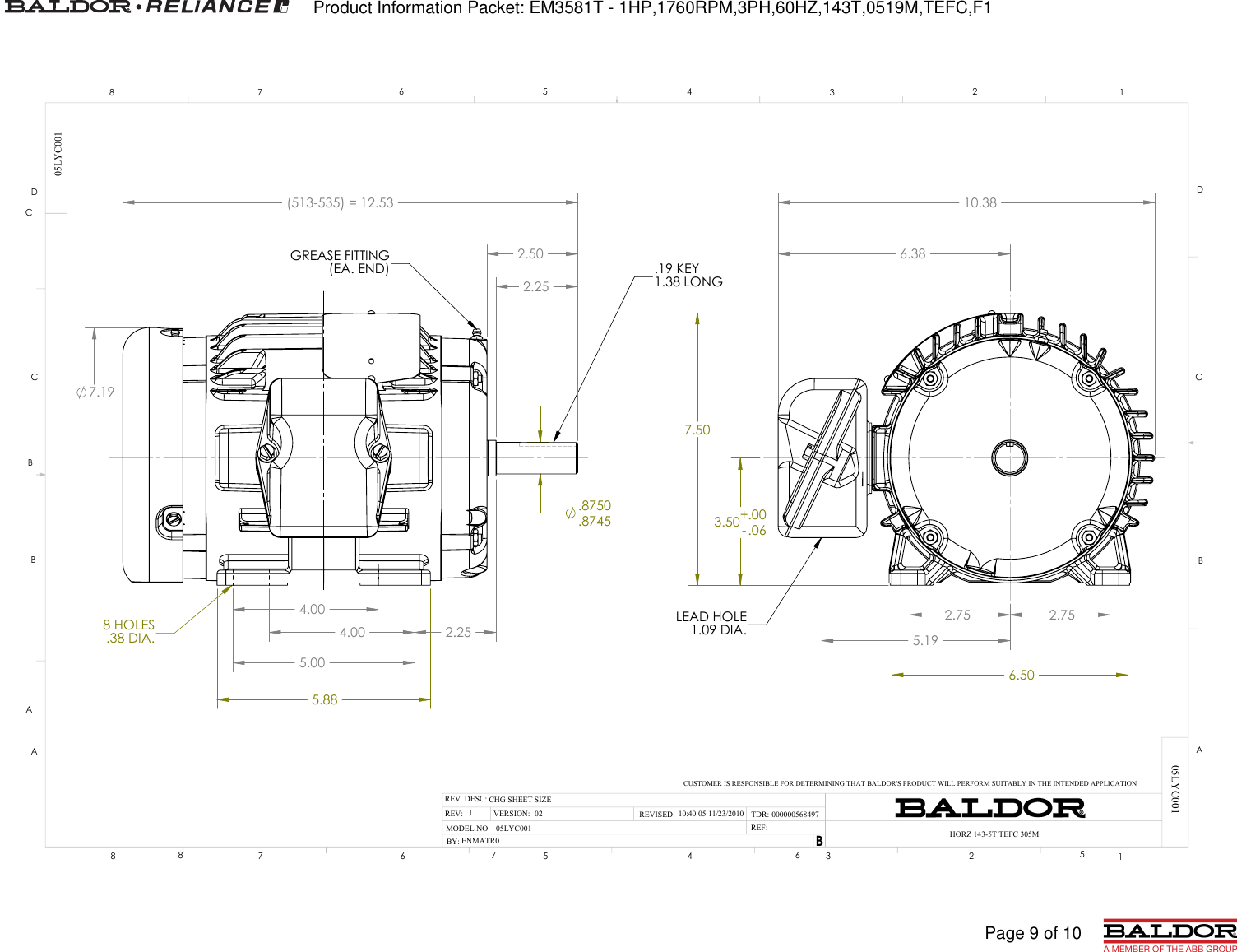 Page 9 of 10 - 547436 1 Baldor EM3581T Information Packet