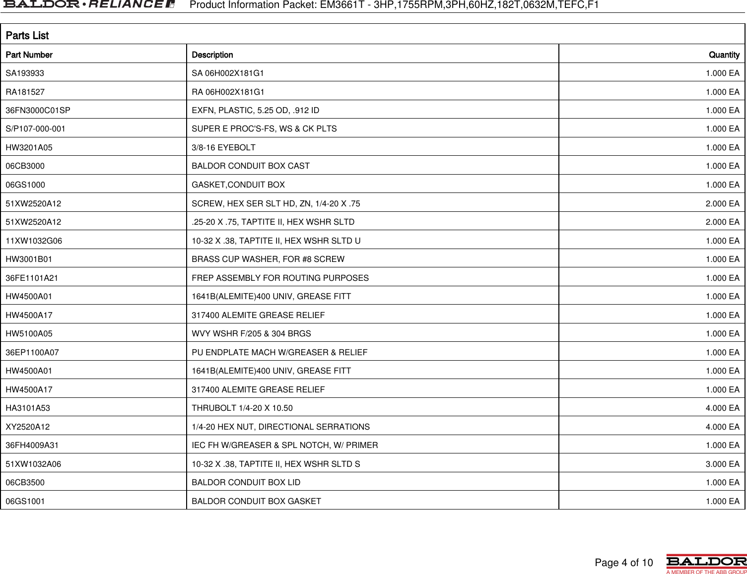 Page 4 of 10 - 547467 1 Baldor EM3661T Information Packet