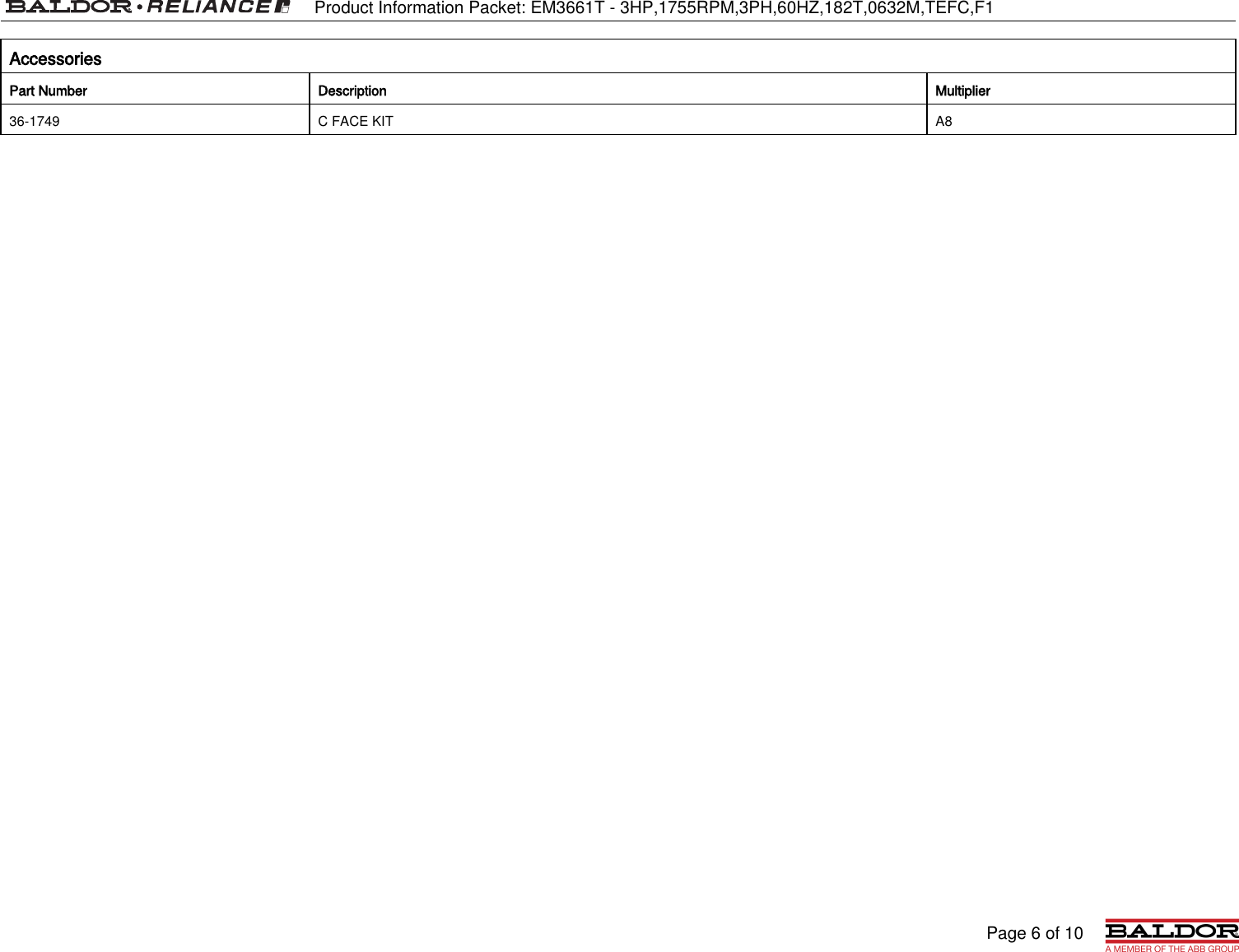 Page 6 of 10 - 547467 1 Baldor EM3661T Information Packet