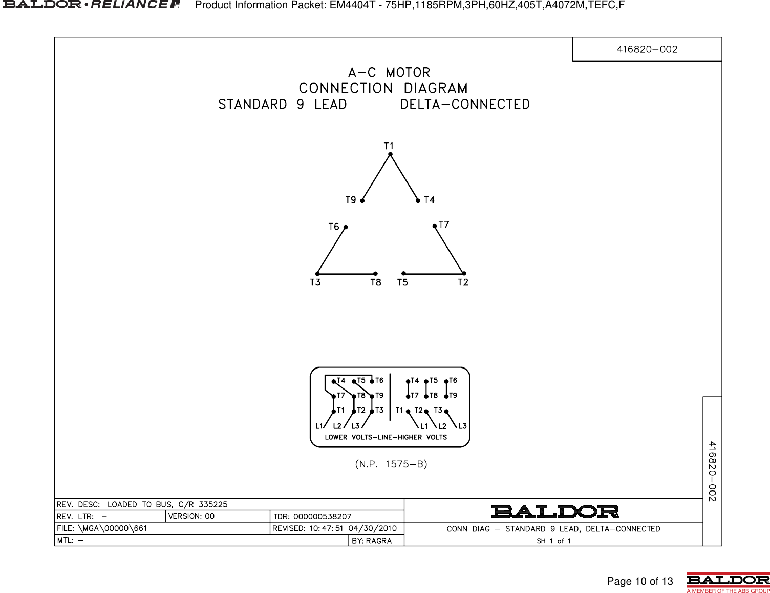 Page 10 of 12 - 547533 1 Baldor EM4404T Information Packet