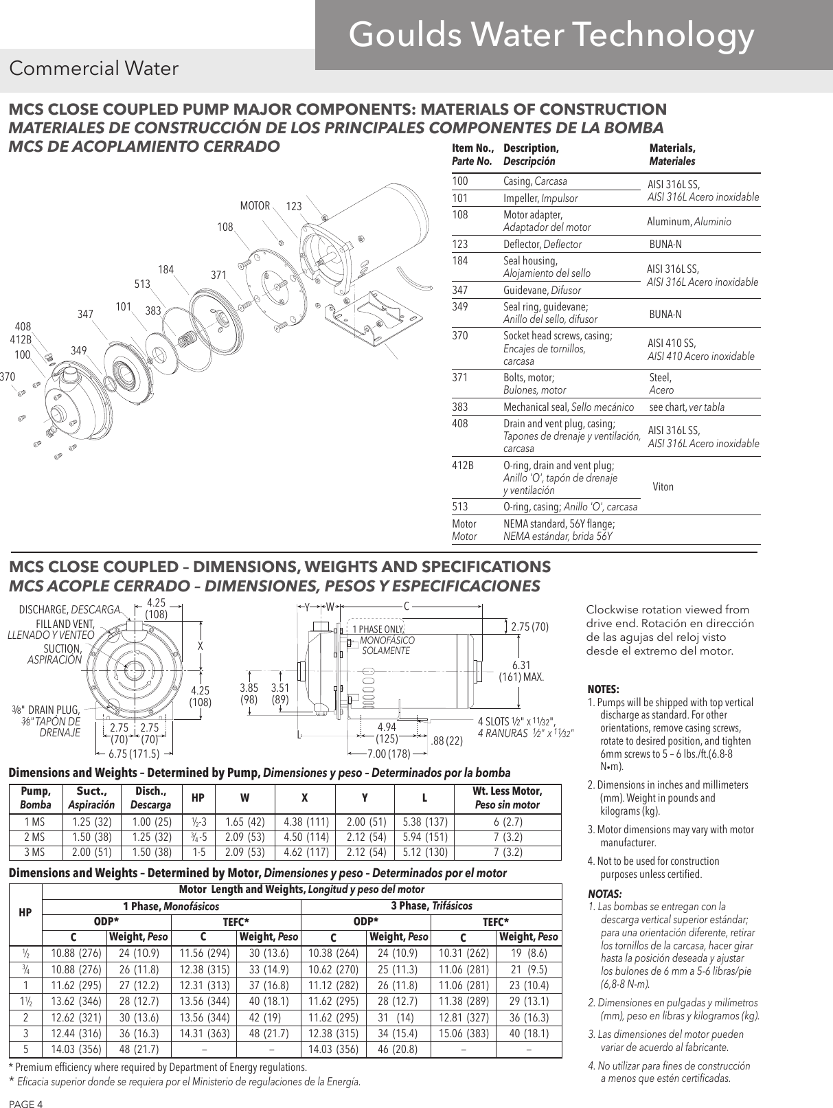 Page 4 of 8 - 547760 7 Goulds MCS Pump Technical Brochure