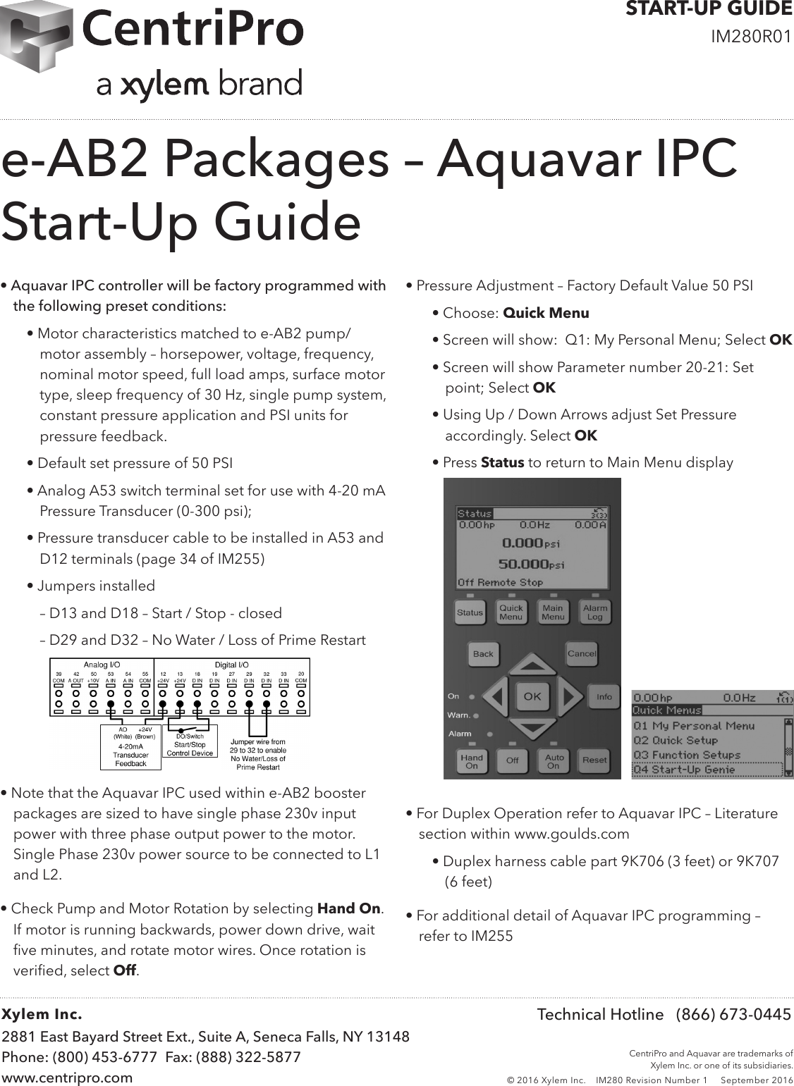 Page 1 of 1 - 547761 5 Goulds Aquavar Intelligent Pump Controller Start Up Guide