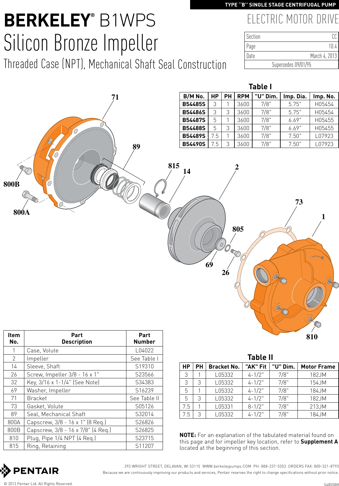 Page 6 of 6 - 547766 4 Berkeley B1WP Type B Repair Parts