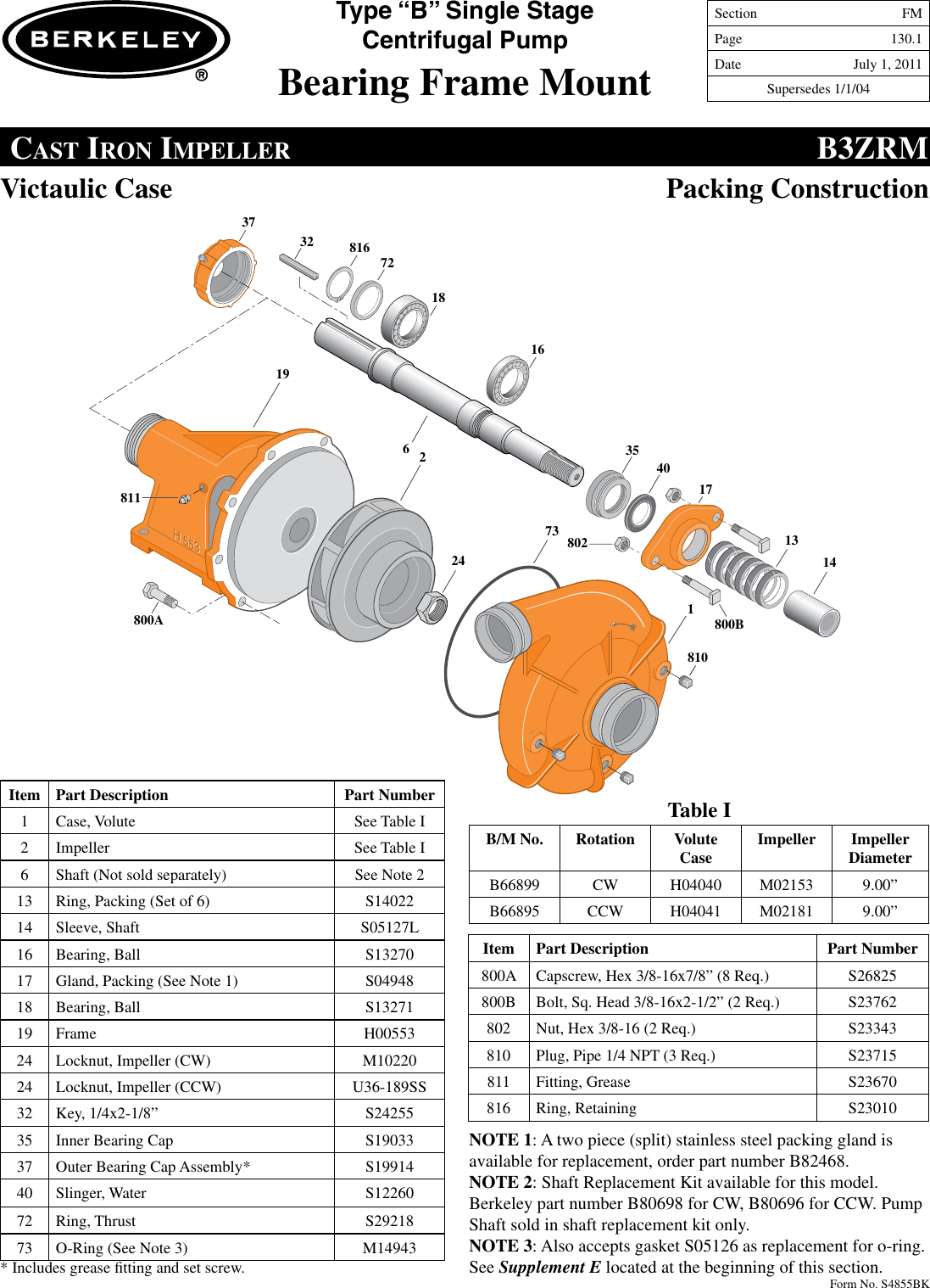 547767 2 Berkeley B3ZRM Type B Repair Parts