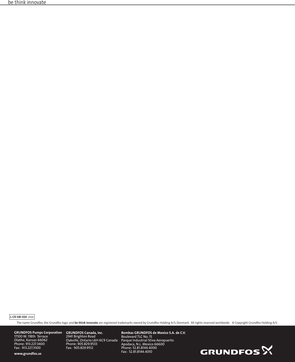 Page 12 of 12 - 547890 1 Grundfos CR1 Repair Parts