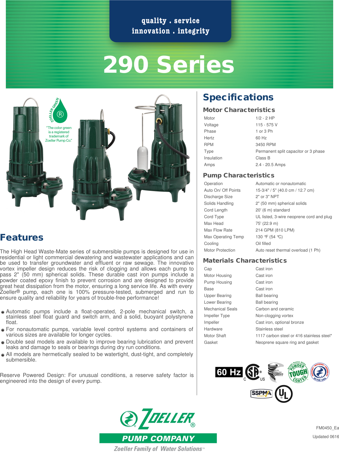 Page 1 of 3 - Zoeller Pump Company  548008 1 4292 Brochure