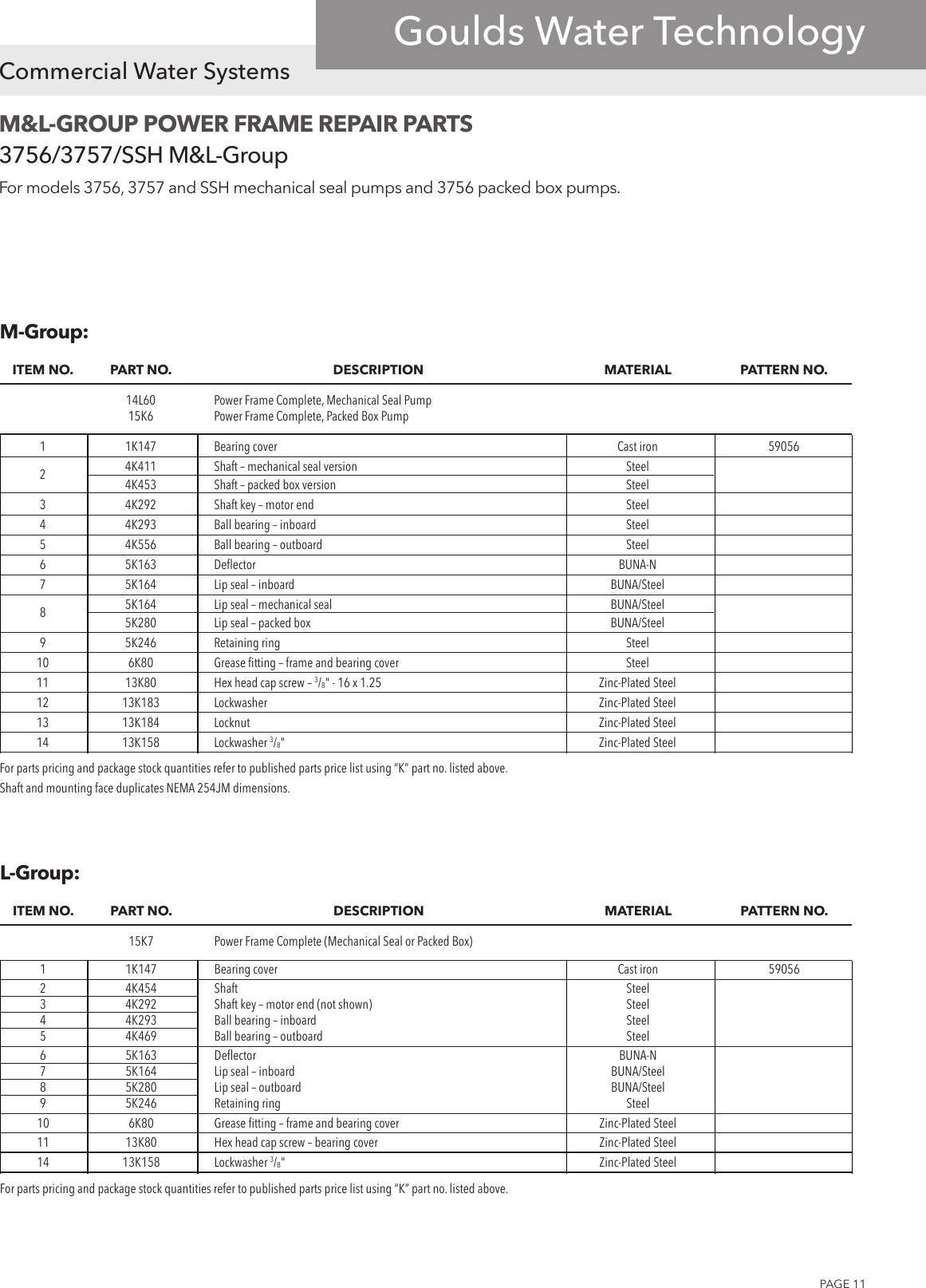 Page 11 of 12 - 548242 1 Goulds 3656-3756L Pump Series Repair Parts