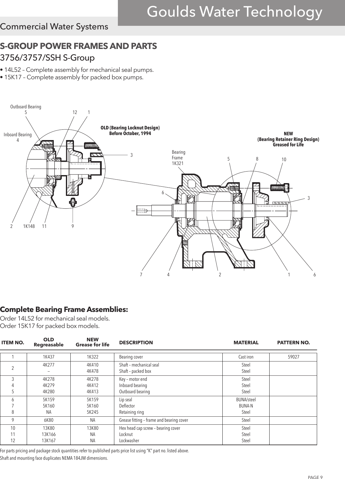 Page 9 of 12 - 548242 1 Goulds 3656-3756L Pump Series Repair Parts