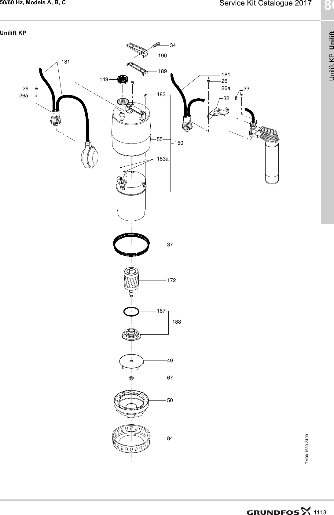 Page 10 of 12 - Service Kit Catalogue  548290 2 Grundfos Unilift KP A, B, C Cord Replacement List