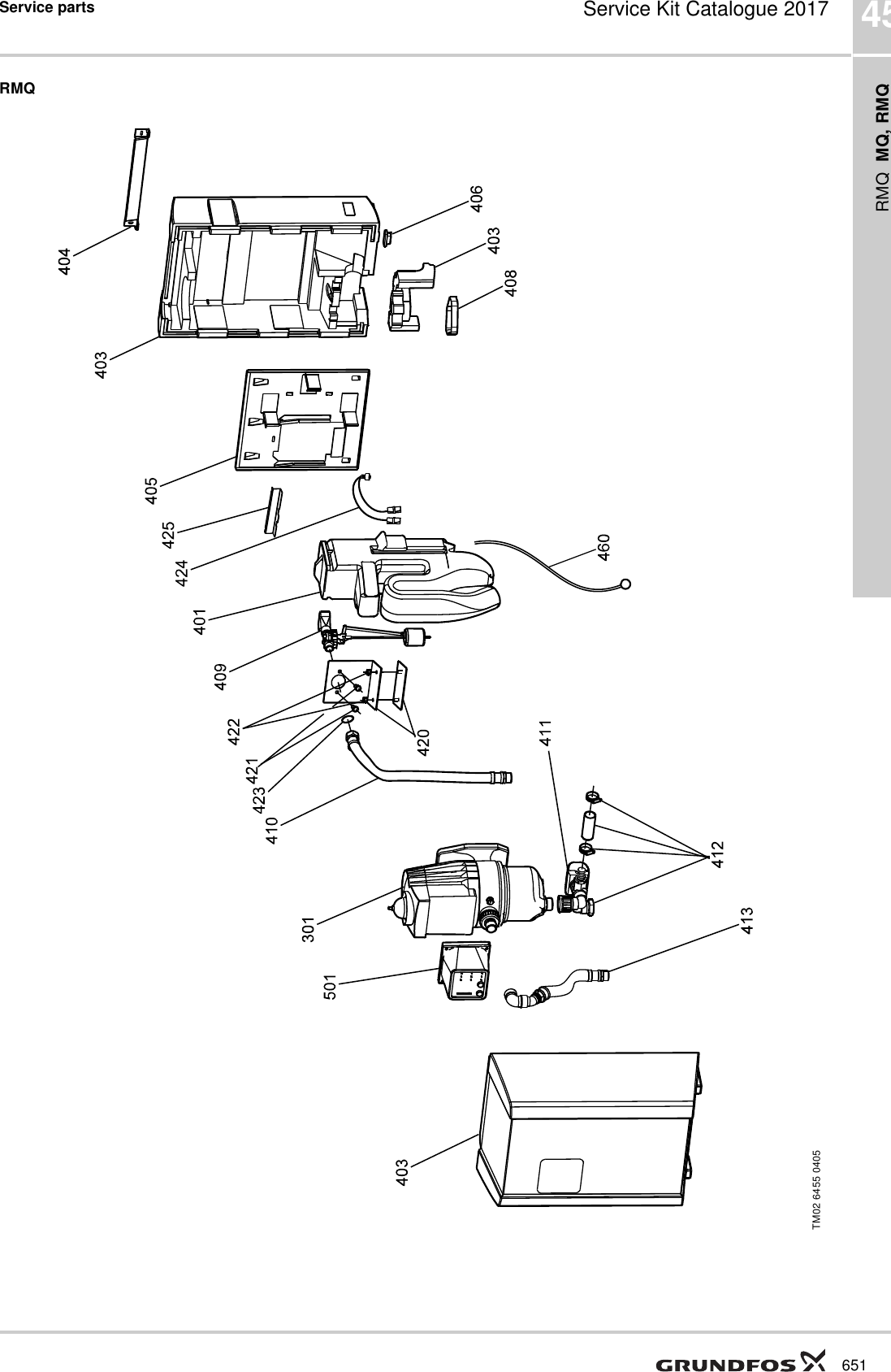 Page 6 of 6 - Service Kit Catalogue  548291 1 Grundfos MQ, RMQ Pressure Switch Replacement Parts List