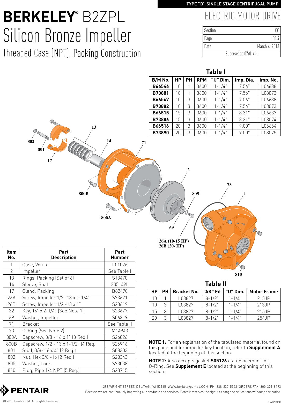 Page 4 of 12 - 548307 1 Berkeley B2ZPLS Replacement List