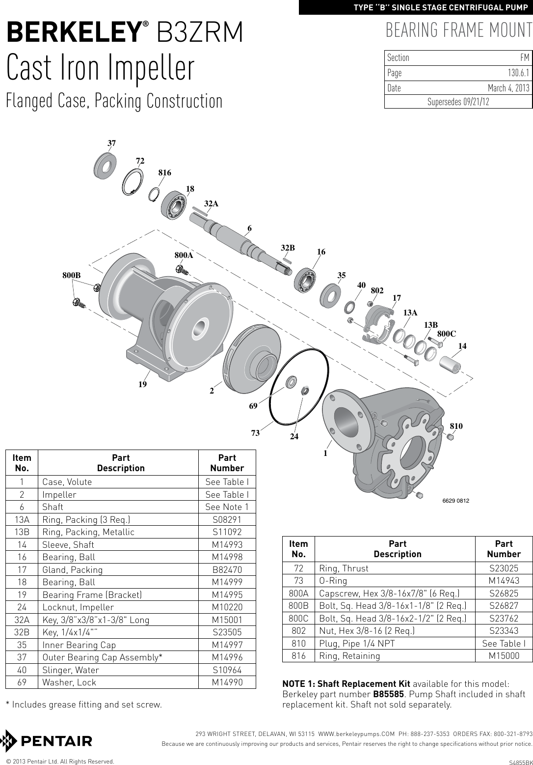 548314 2 Berkeley B3ZRM Shaft Drive Installation Instructions