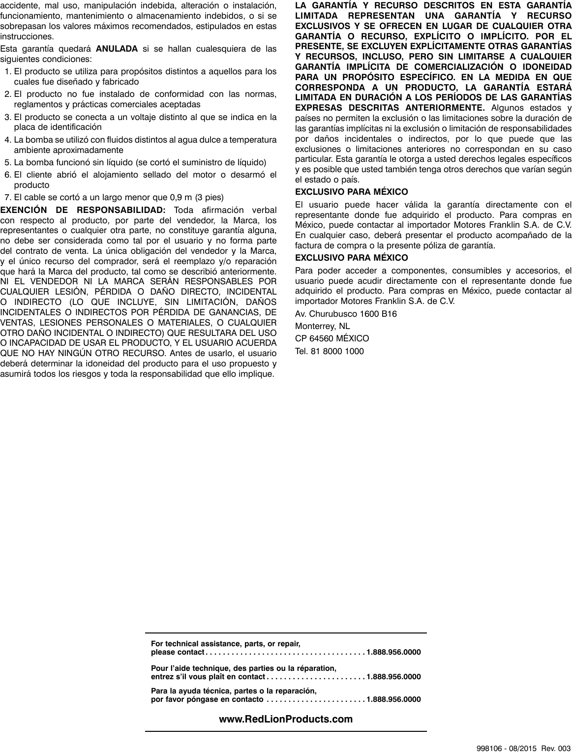 Page 12 of 12 - 548451 3 Red Lion Stainless Steel Shallow Well Jet Pump Installation Instructions