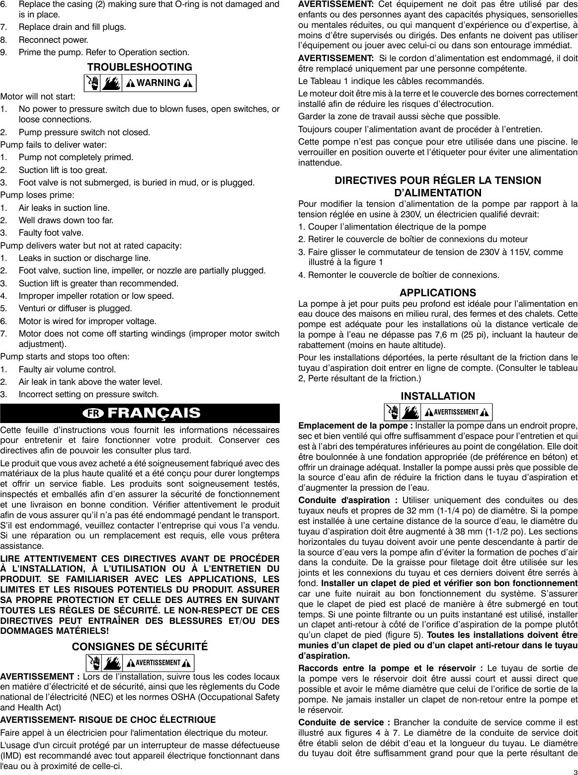 Page 3 of 12 - 548451 3 Red Lion Stainless Steel Shallow Well Jet Pump Installation Instructions