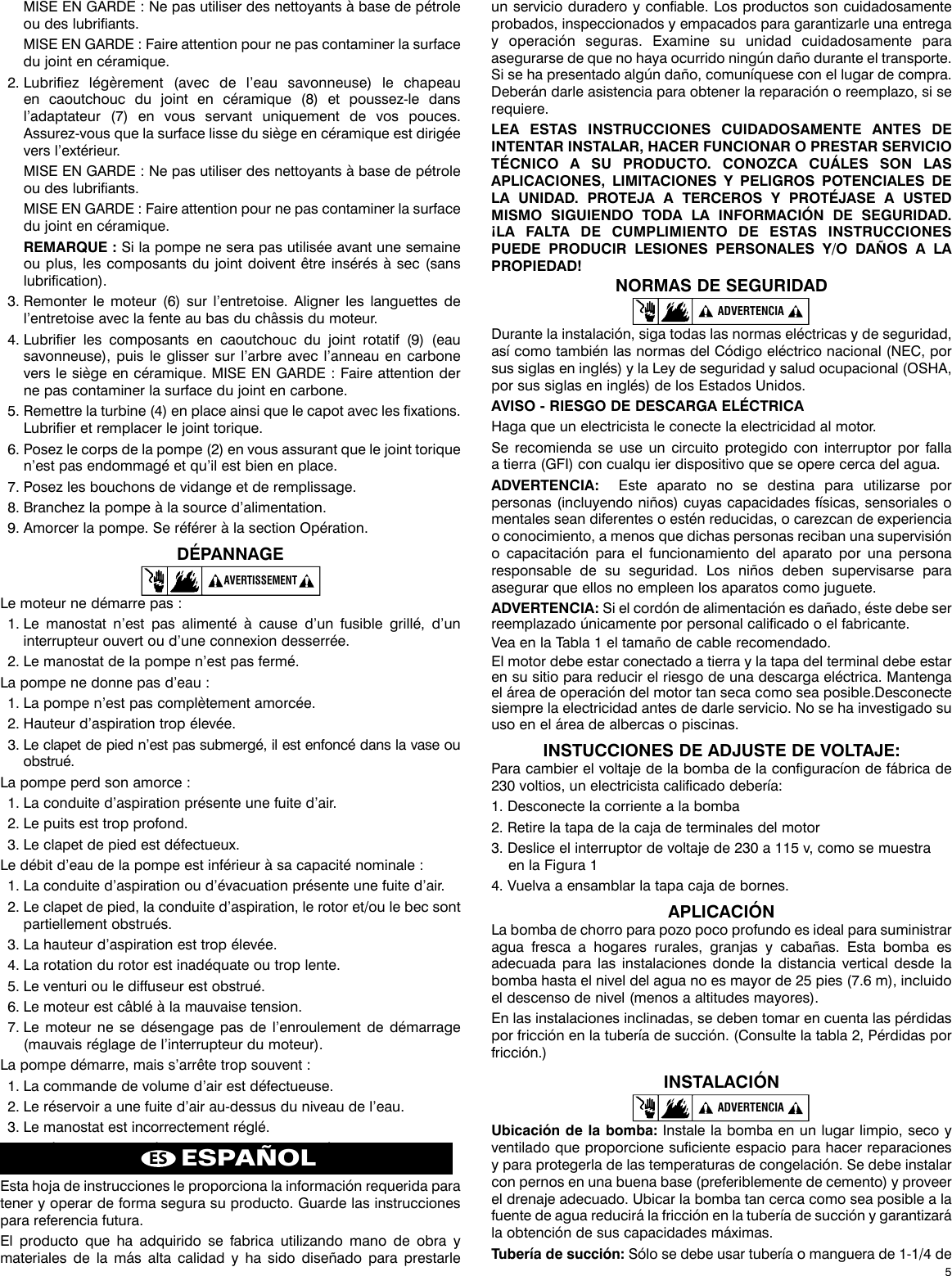 Page 5 of 12 - 548451 3 Red Lion Stainless Steel Shallow Well Jet Pump Installation Instructions