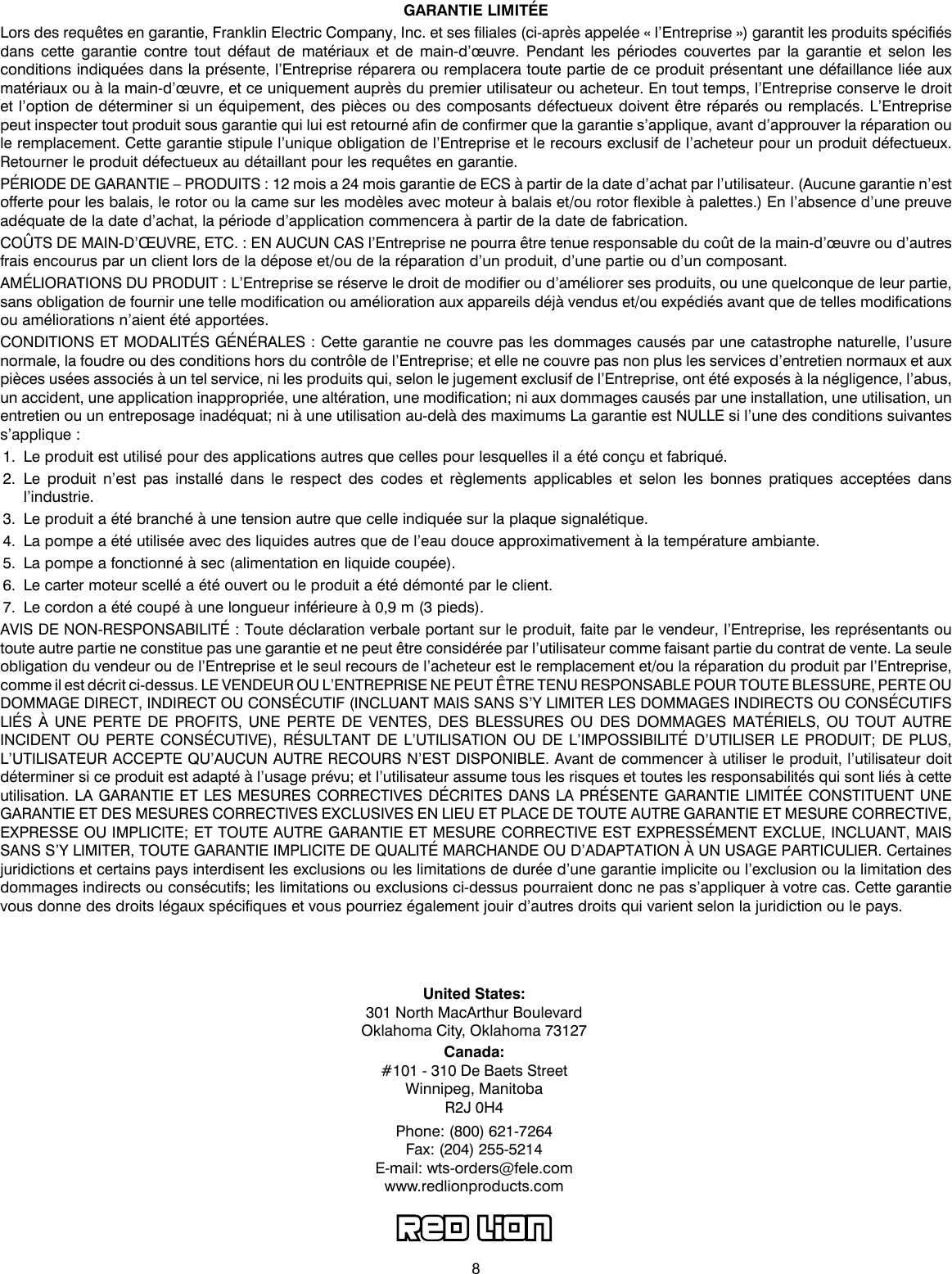 Page 8 of 12 - 548520 1 Red Lion Engine-Driven Aluminum Water Pump 5RLAG-2L Installation Instructions