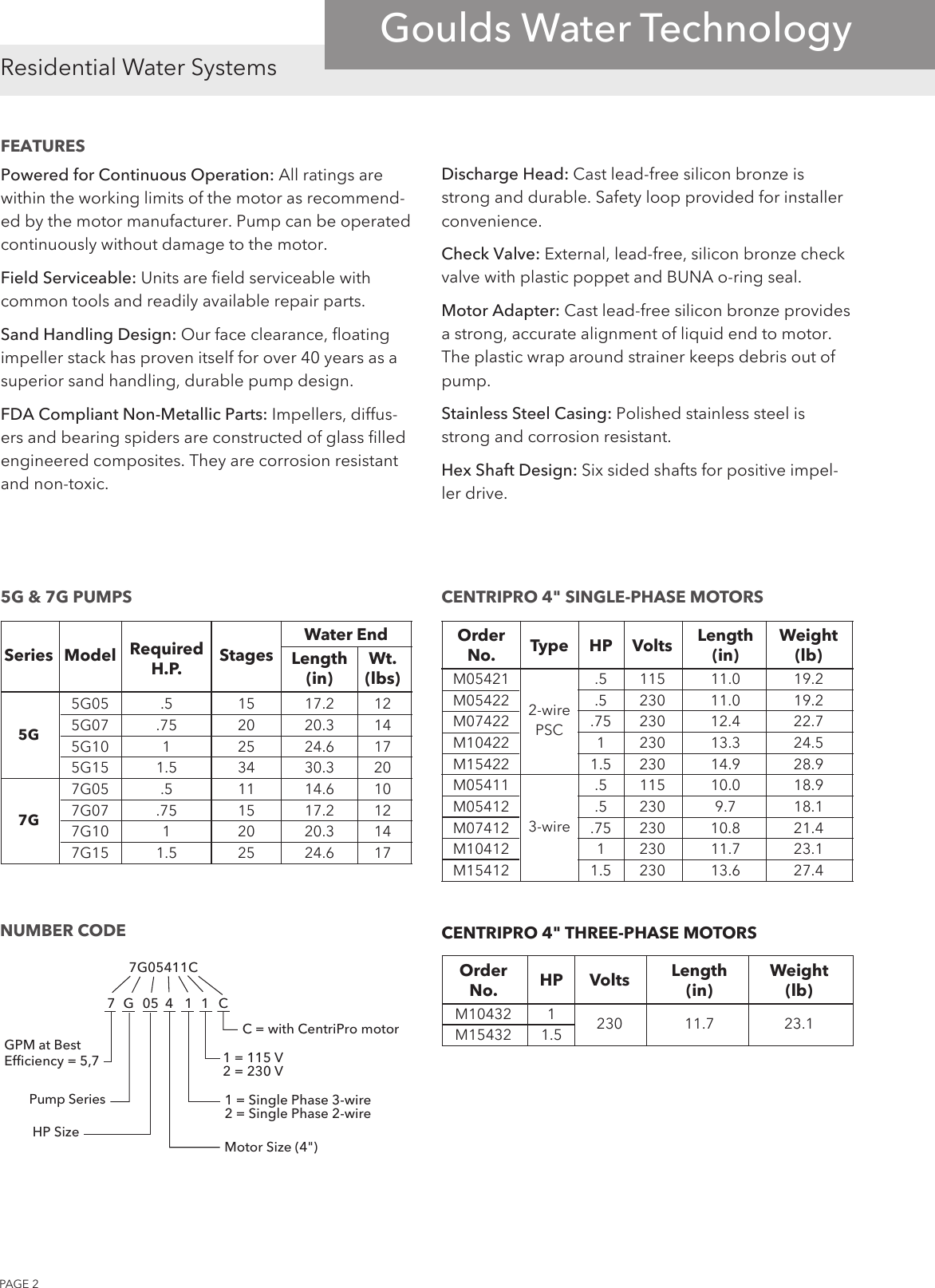 548728 3 Goulds G Series 4 Inch Submersible Well Pump Technical Brochure