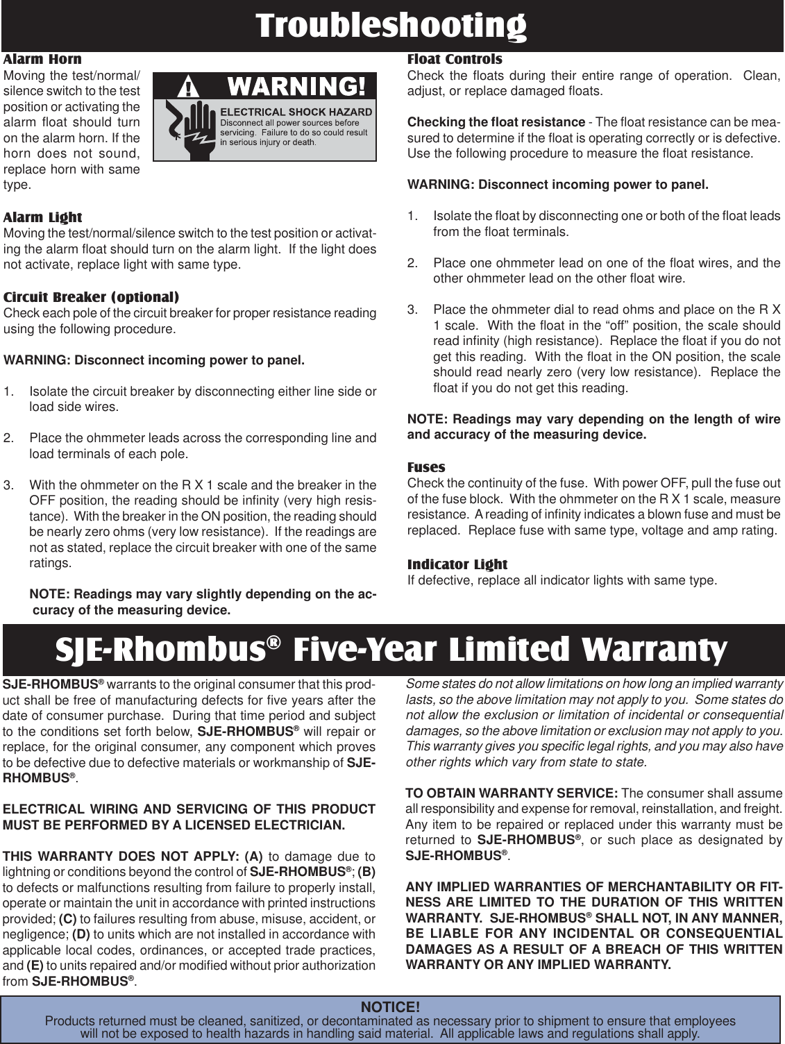 Page 4 of 4 - 1008706E-1158.5x11 549050 2 SJE Rhombus 115 Control Panel Installation Manual
