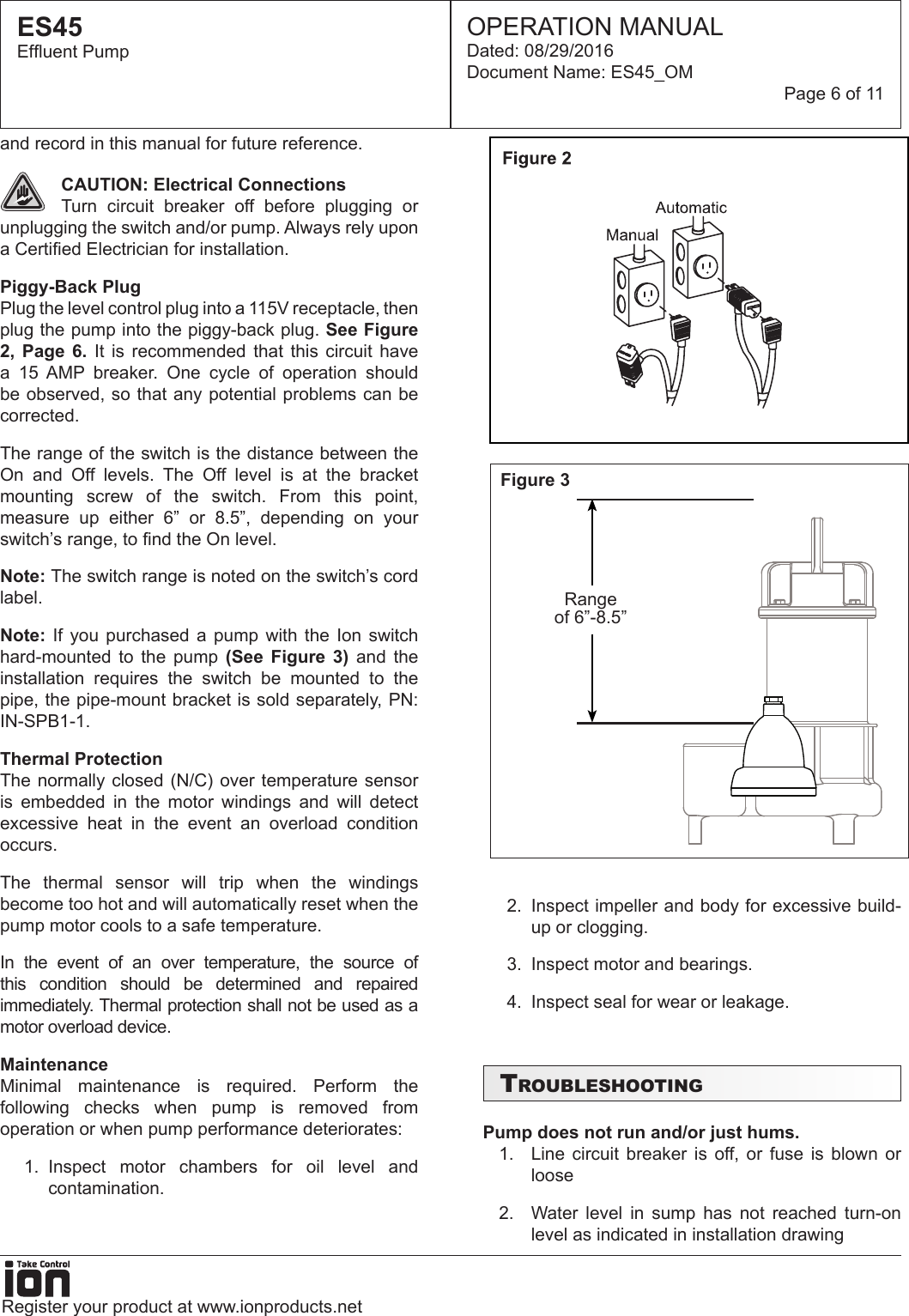 Page 6 of 11 - 549509 2 Ion ES45 Effluent Pump Operations Manual