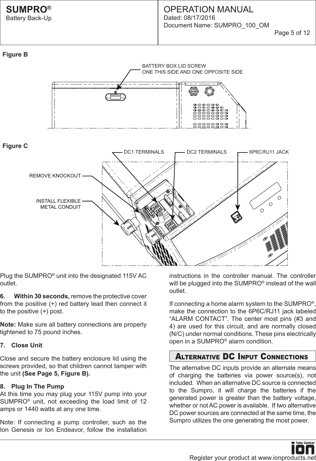 Page 5 of 12 - 549629 2 Ion Sumpro  100 Battery Backup System Operation Manual