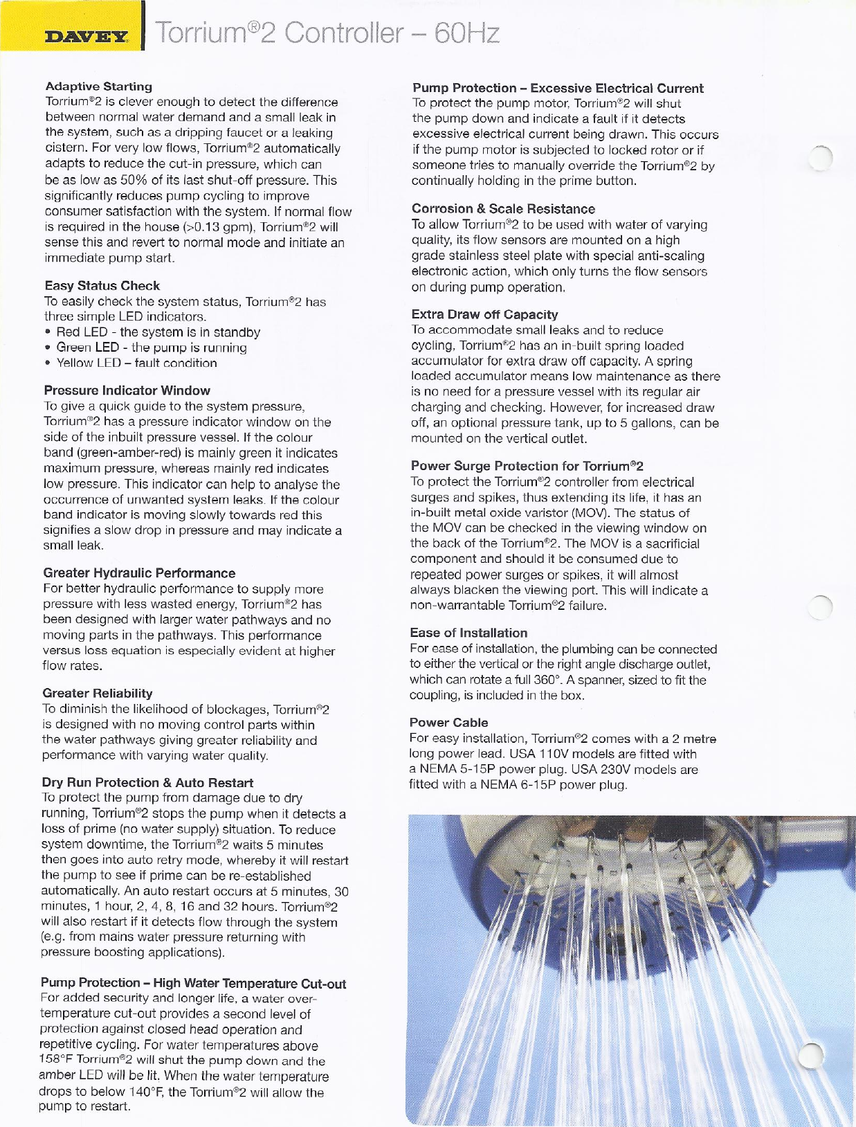 Page 4 of 4 - 550041 1 Davey Torrium 2 Controller Specifications