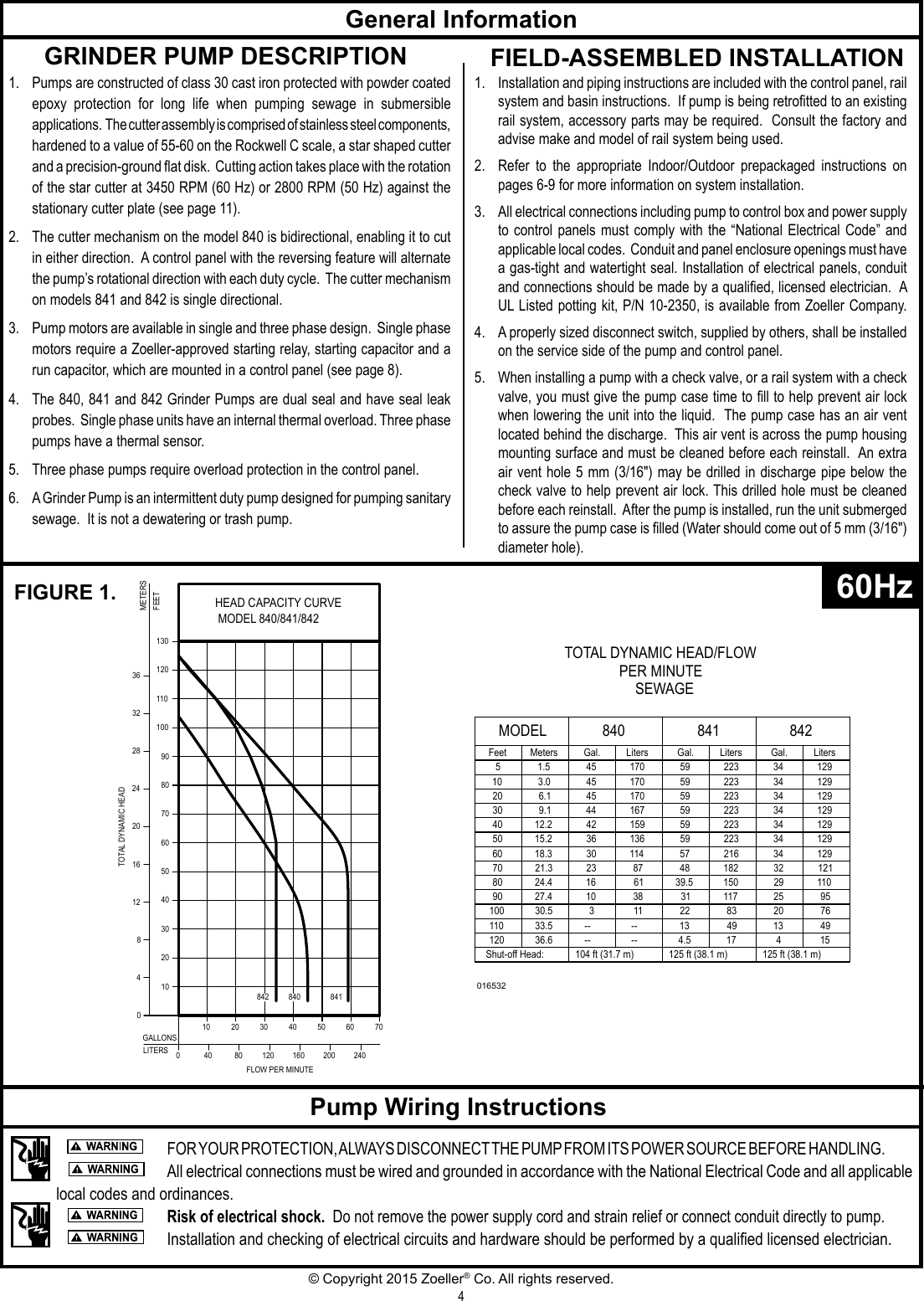 Page 4 of 12 - 550289 3 Zoeller 840 Series Owners Manual