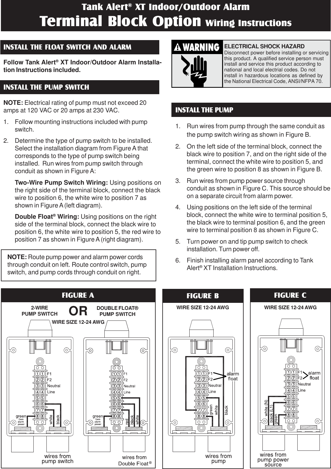 Page 1 of 2 - 1011020G.TB Wiring Instr.pmd  550334 4 SJE Rhombus Tank Alert XT Terminal Block Instructions