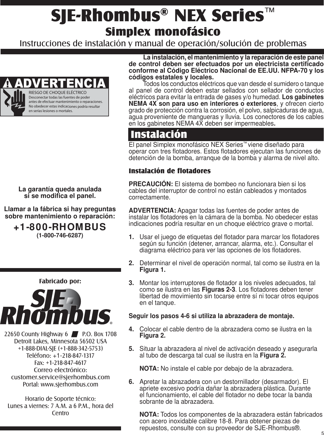 Page 5 of 12 - 1047130A-NEX Trilingual 8.5x11  550408 3 SJE Rhombus NEX Series Control Panel Installation Instructions
