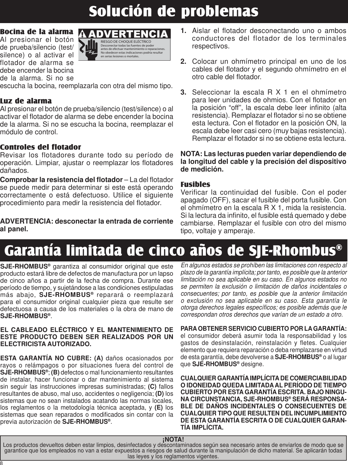 Page 8 of 12 - 1047130A-NEX Trilingual 8.5x11  550408 3 SJE Rhombus NEX Series Control Panel Installation Instructions
