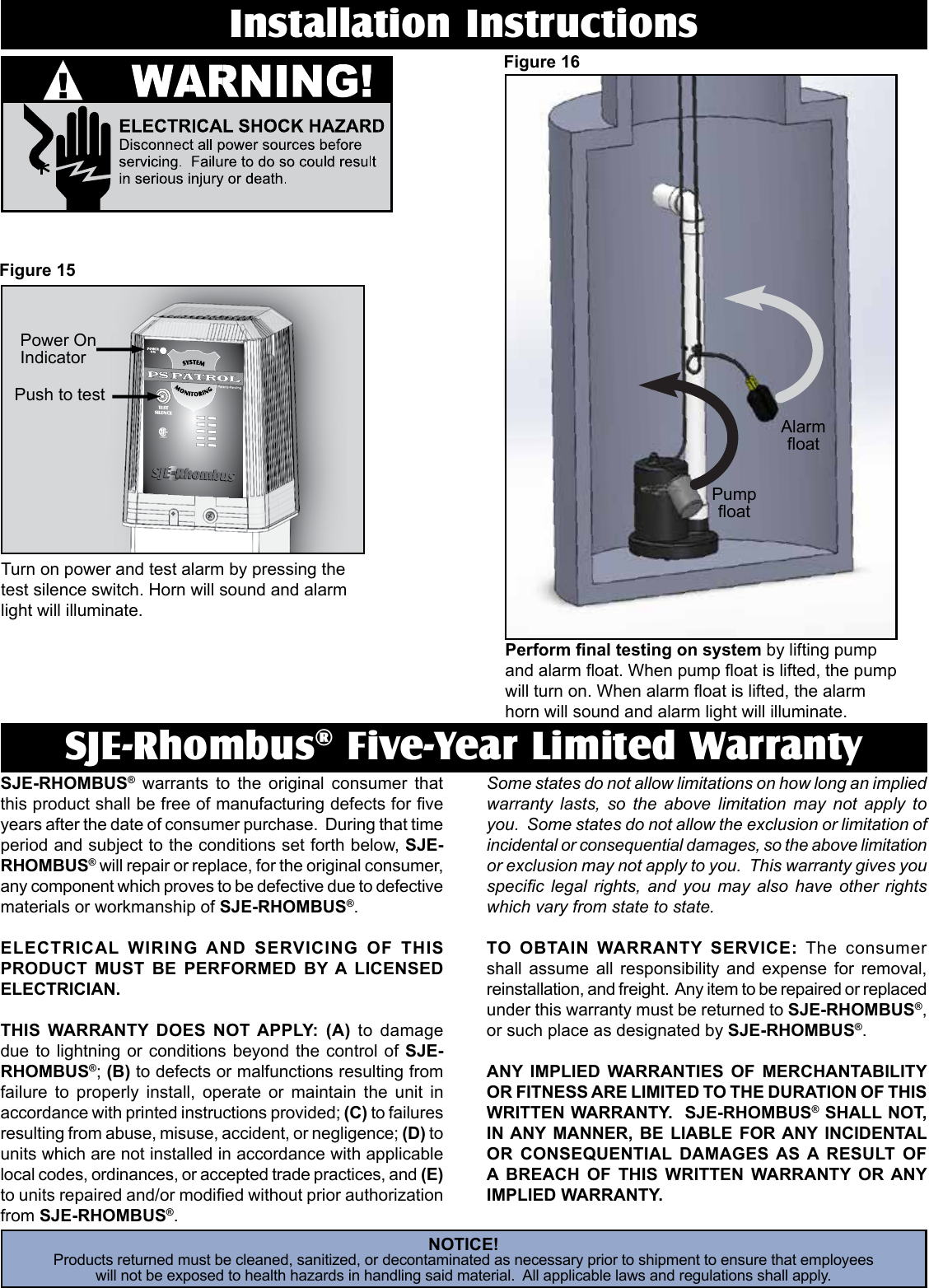 Page 4 of 4 - 550505 3 SJE Rhombus PS Patrol Alarm System Installation Instructions