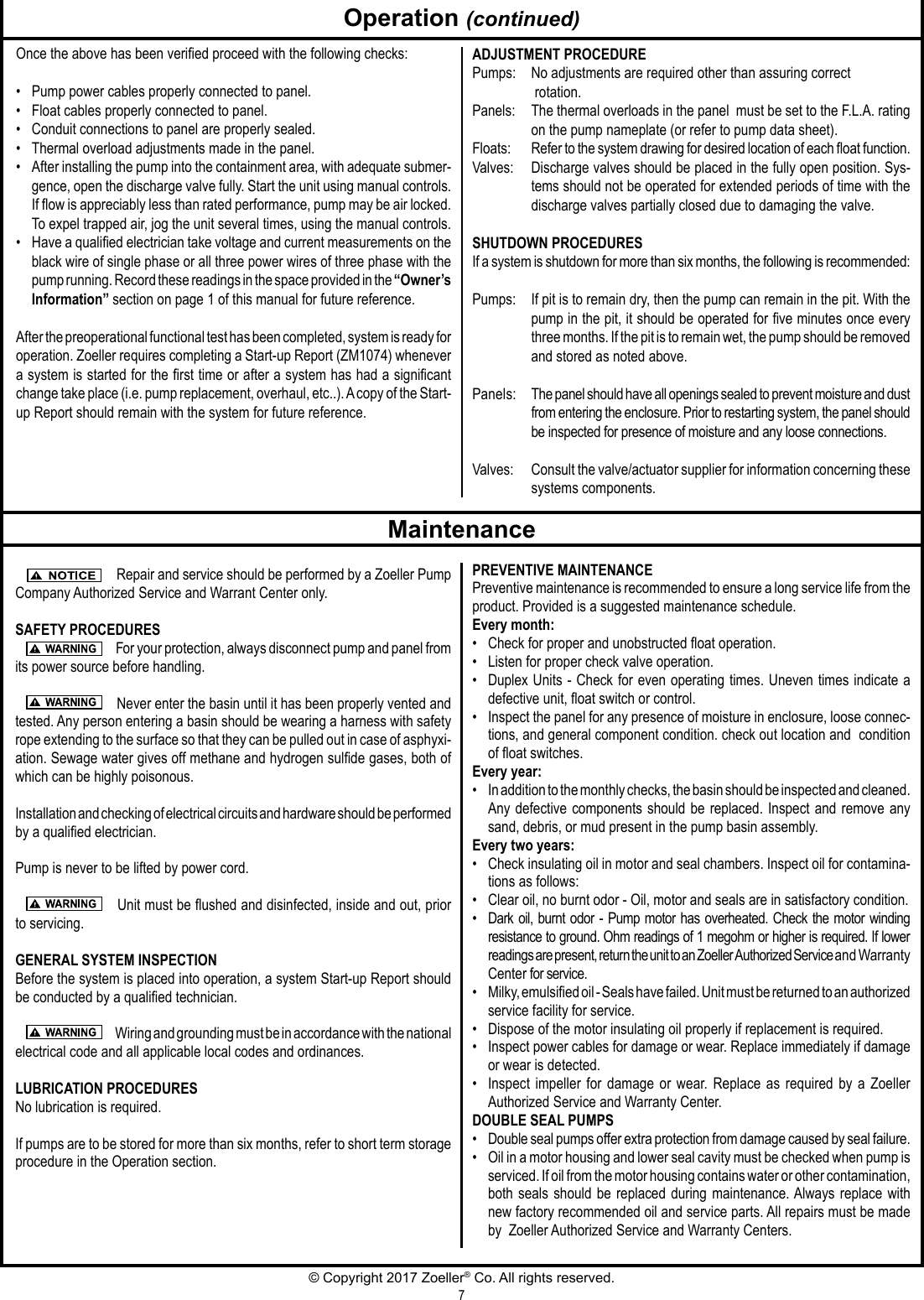 550528 2 Zoeller 600 Series Sewage Waste Pump Installation Instructions