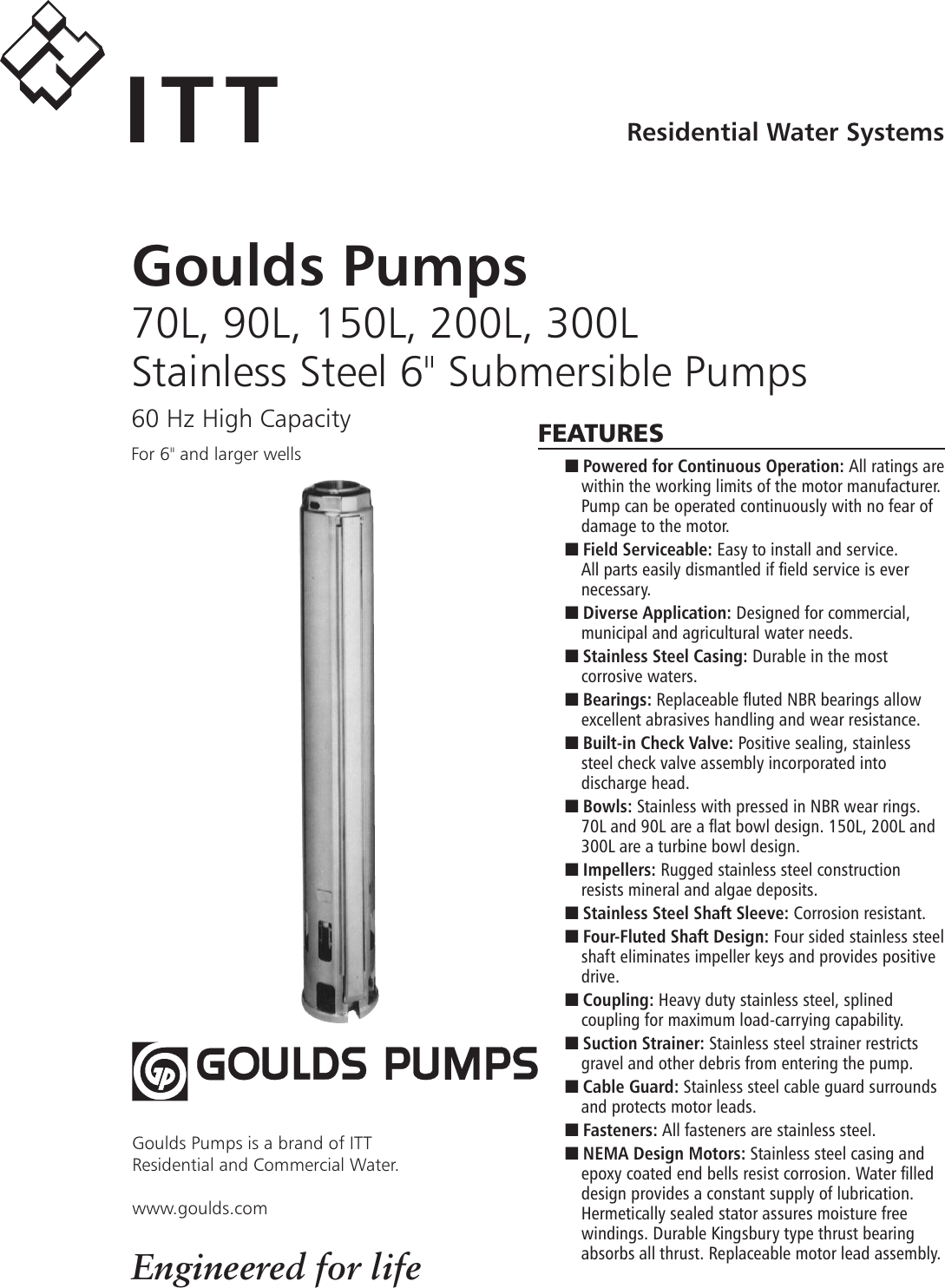 Page 1 of 12 - 550680 6 Goulds (50-320L) Inch And Larger High Capacity Pump End Specification Sheet