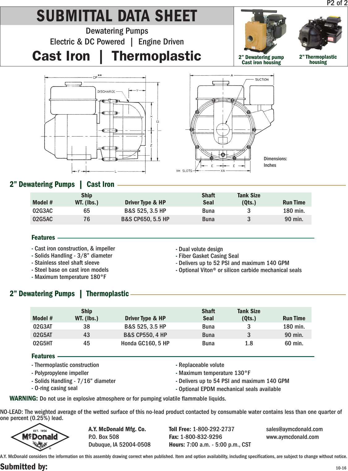 Page 2 of 2 - 551084 1 A.Y. Mc Donald Engine Driven Dewatering Pump Brochure