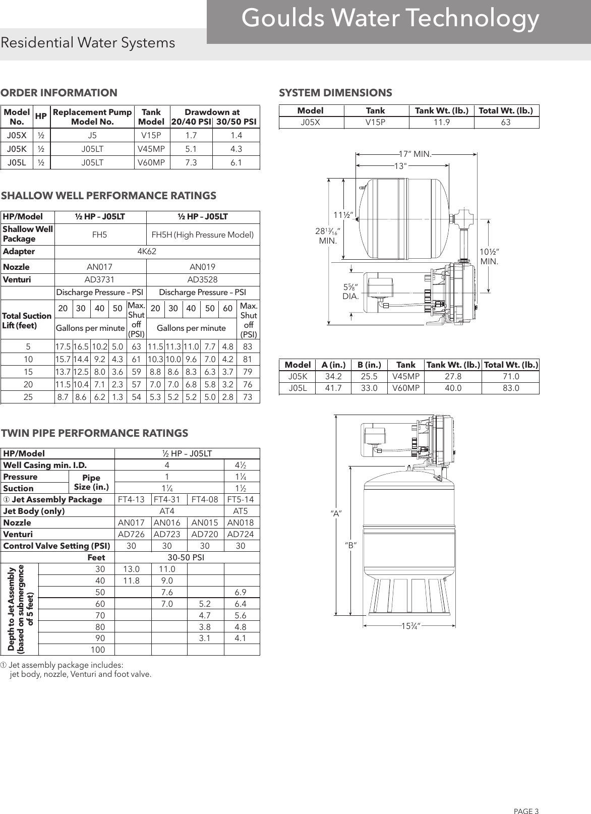 Page 3 of 4 - 551094 1 Goulds J05K Convertible Pump-Tank Package Technical Brochure