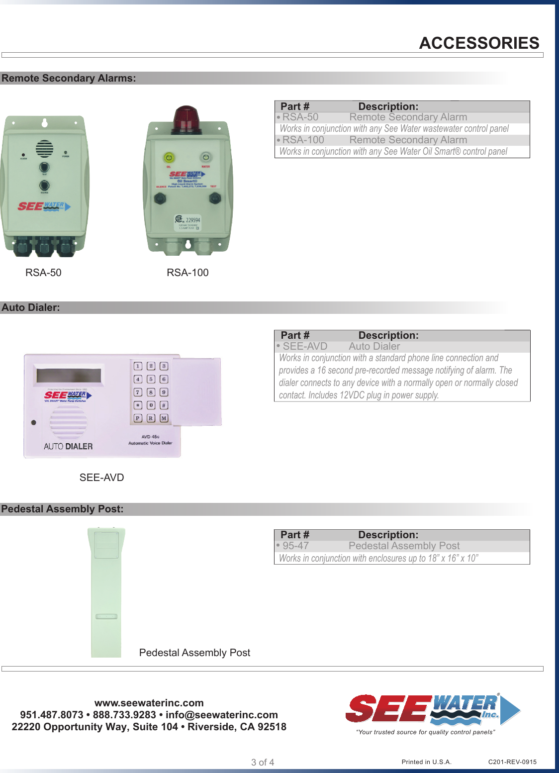 Page 3 of 4 - 551399 1 See Water Inc. Accessories Brochure