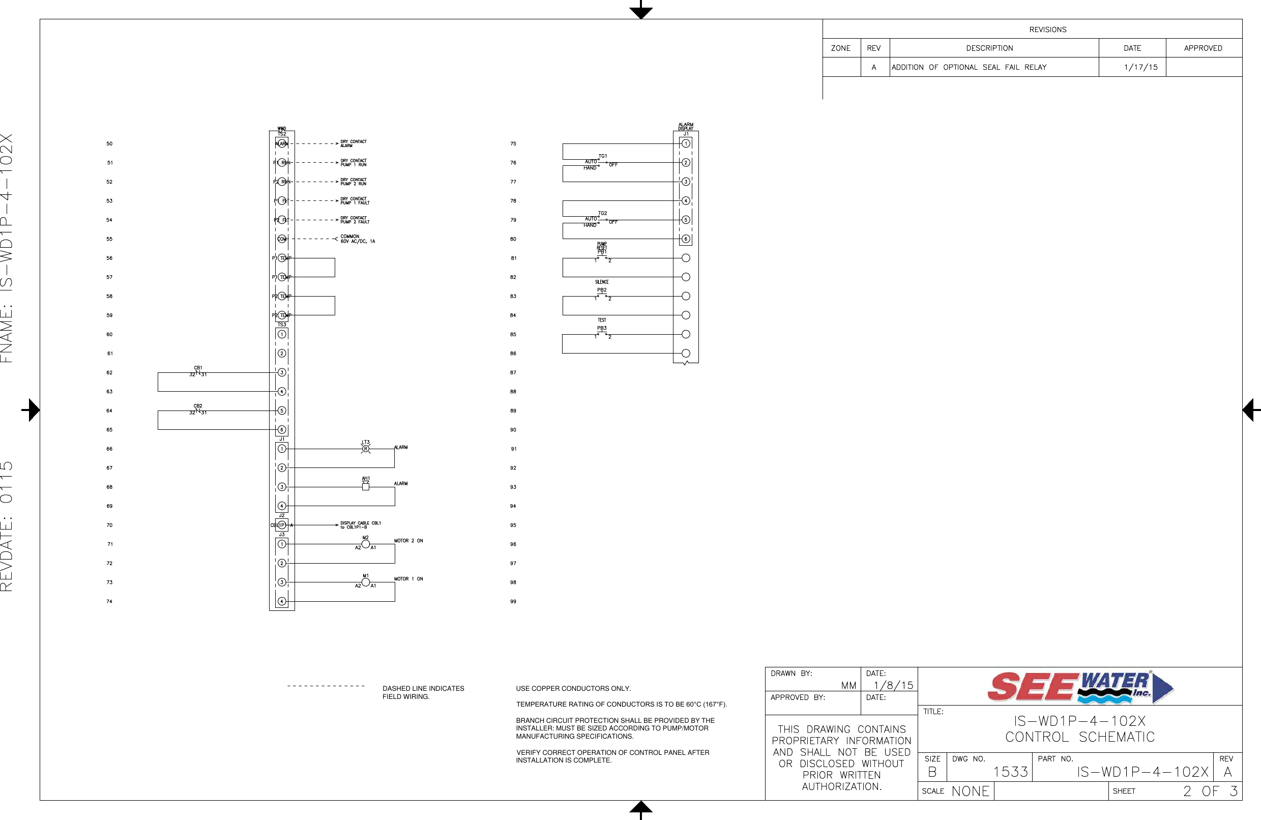 Page 2 of 3 - 3  551435 See Water Inc. Intrinsically Safe Single Phase Duplex Wiring Diagram