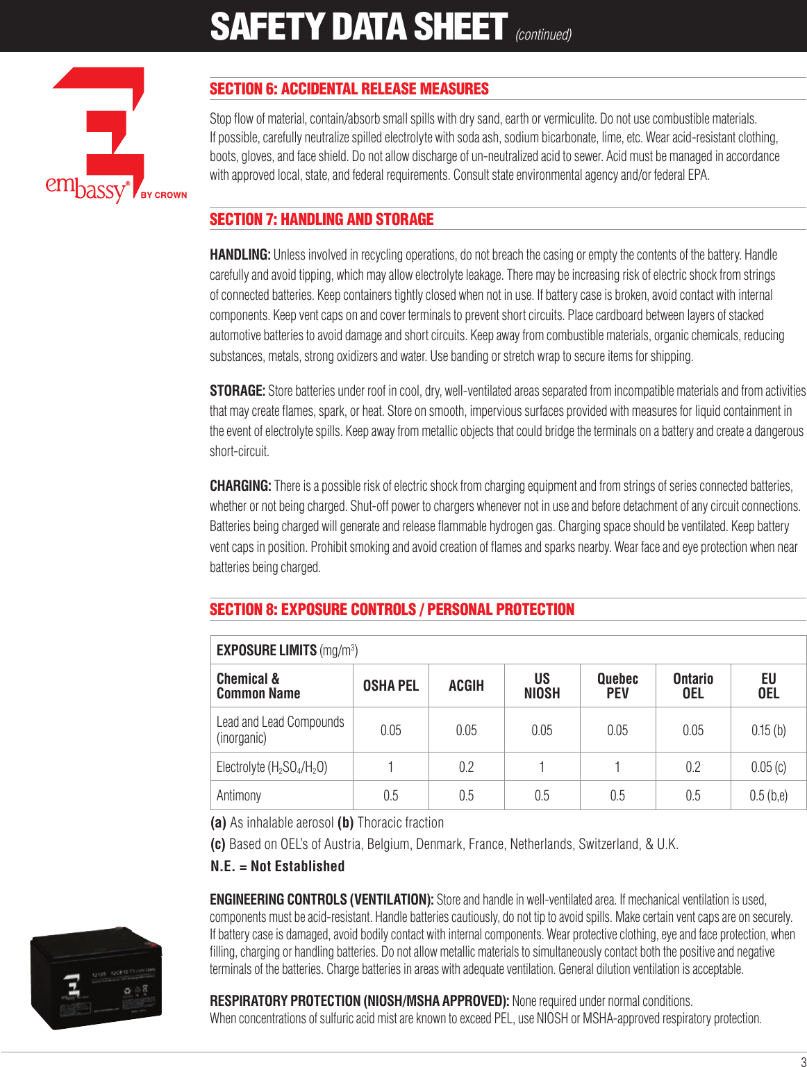 Page 3 of 8 - 551452 2 Liberty Battery Safety Data Sheet